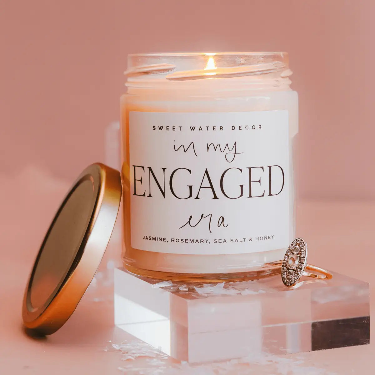 In My Engaged Era Soy Candle - Clear Jar - 9 oz (Wildflowers and Salt) - Sweet Water Decor