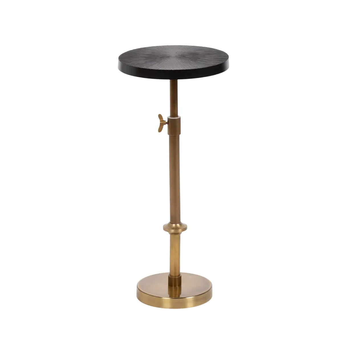 Engles Metal Accent Table and Plant Stand - Adjustable Embossed - Black/Gold / 10x10x30 - kateandlaurel