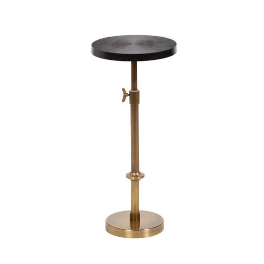 Engles Metal Accent Table and Plant Stand - Adjustable Embossed - Black/Gold / 10x10x30 - kateandlaurel