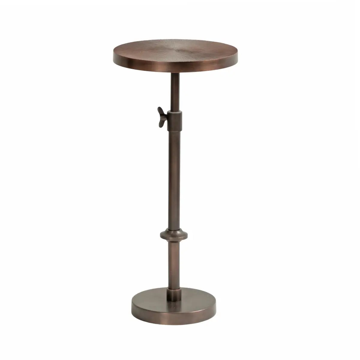 Engles Metal Accent Table and Plant Stand - Adjustable Embossed - Bronze / 10x10x30 - kateandlaurel