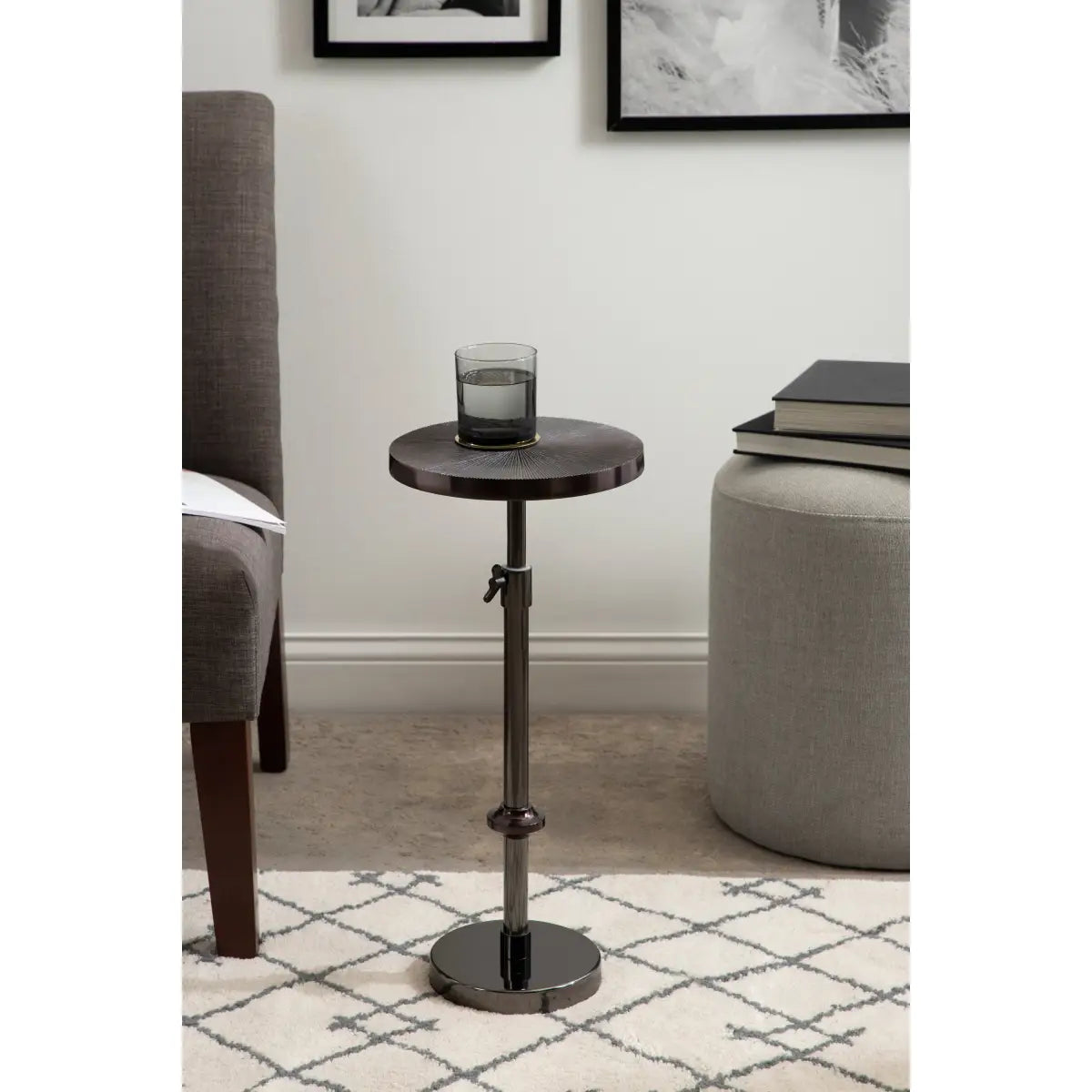 Engles Metal Accent Table and Plant Stand - Adjustable Embossed - kateandlaurel