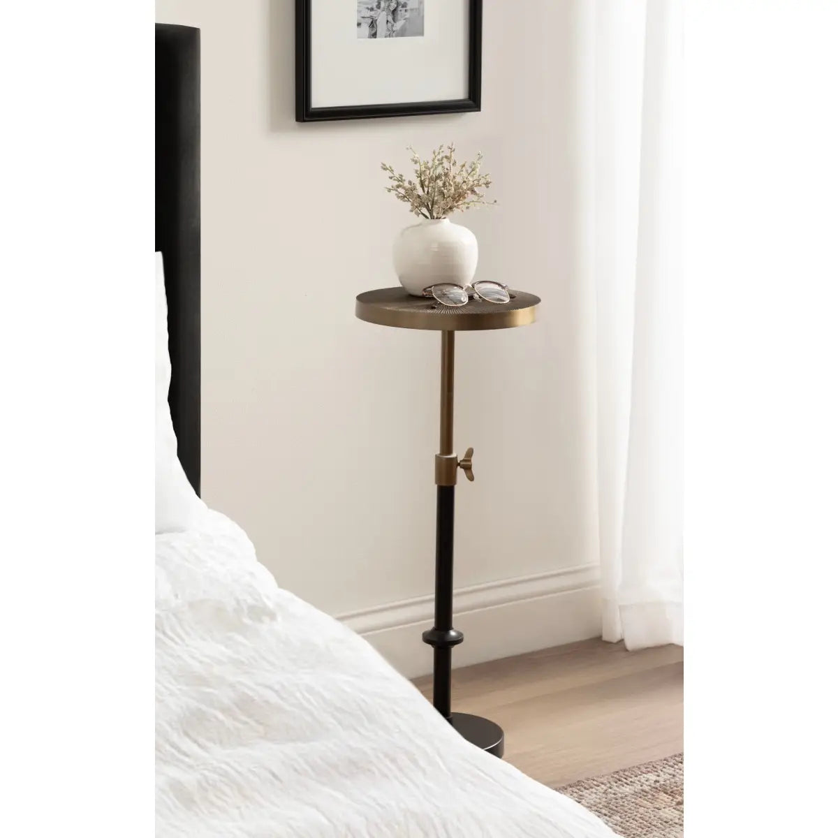 Engles Metal Accent Table and Plant Stand - Adjustable Embossed - kateandlaurel