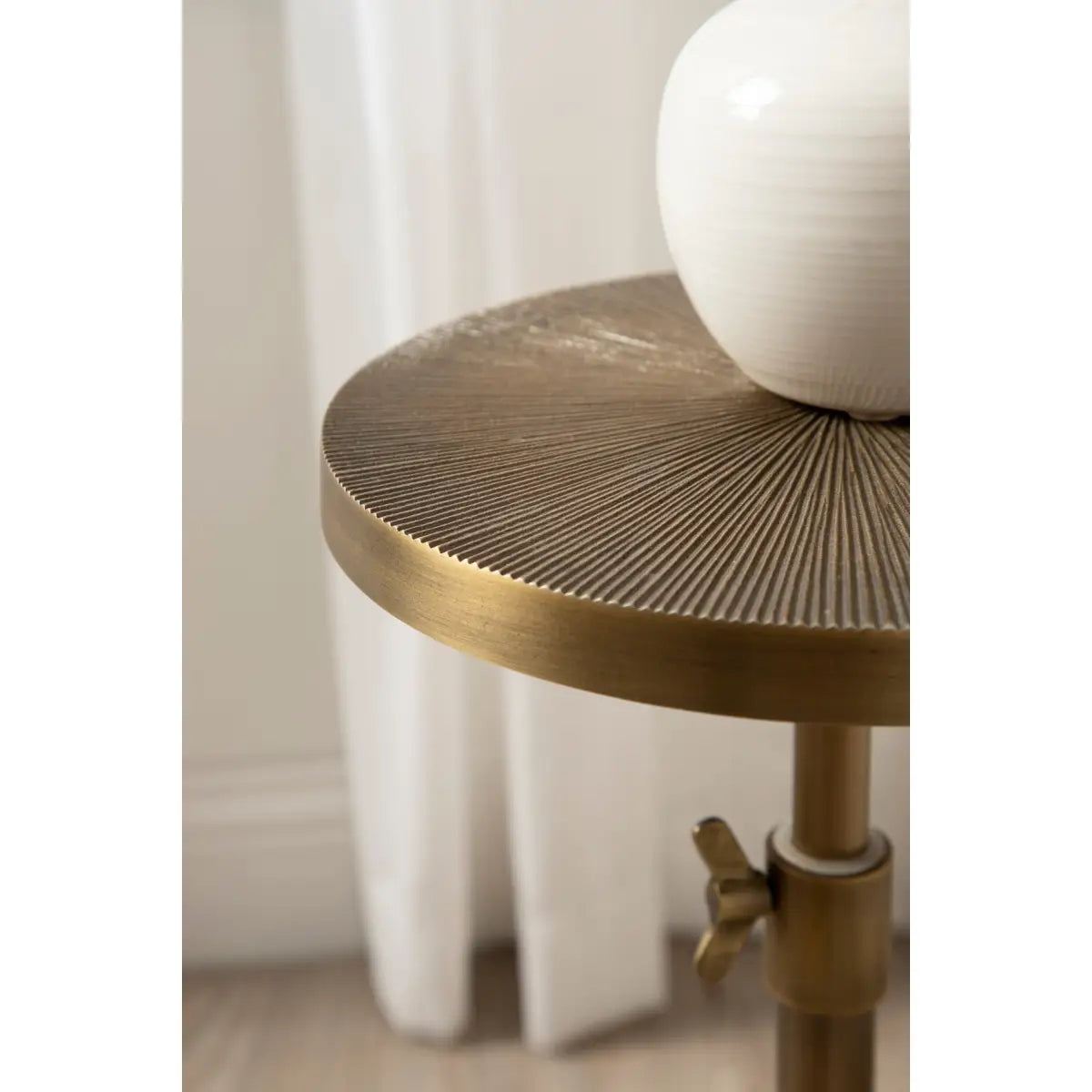 Engles Metal Accent Table and Plant Stand - Adjustable Embossed - kateandlaurel