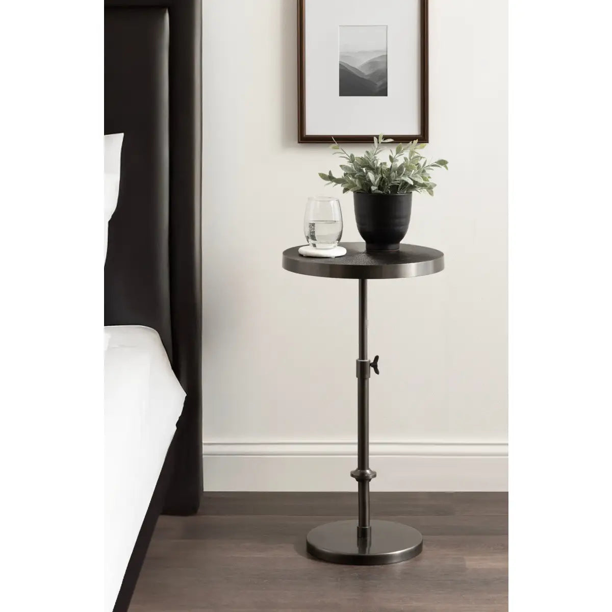 Engles Metal Accent Table and Plant Stand - Adjustable Embossed - kateandlaurel
