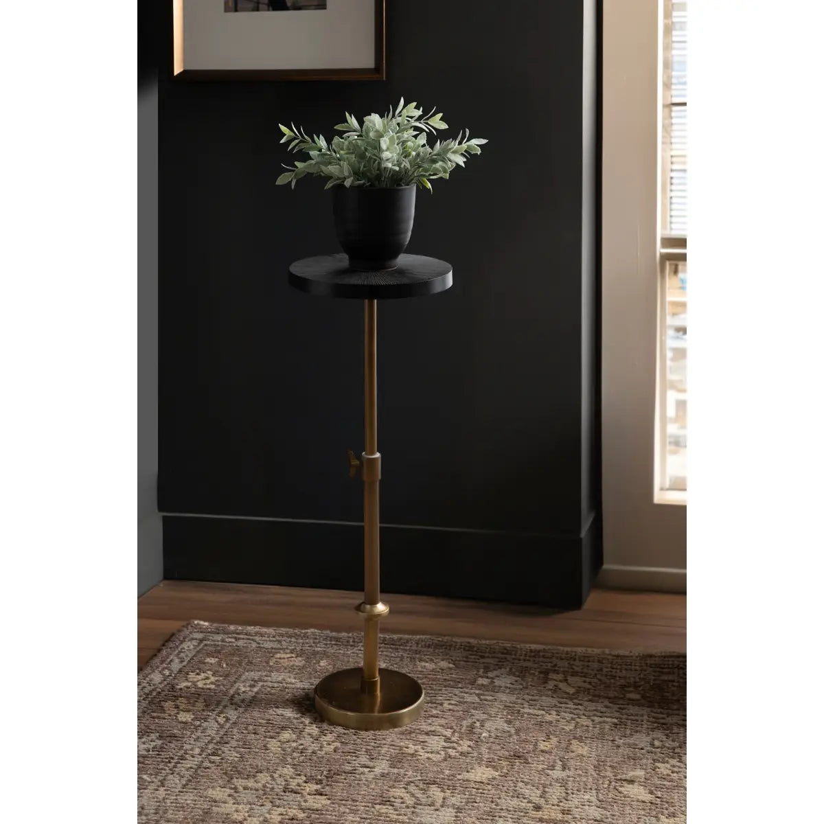 Engles Metal Accent Table and Plant Stand - Adjustable Embossed - kateandlaurel