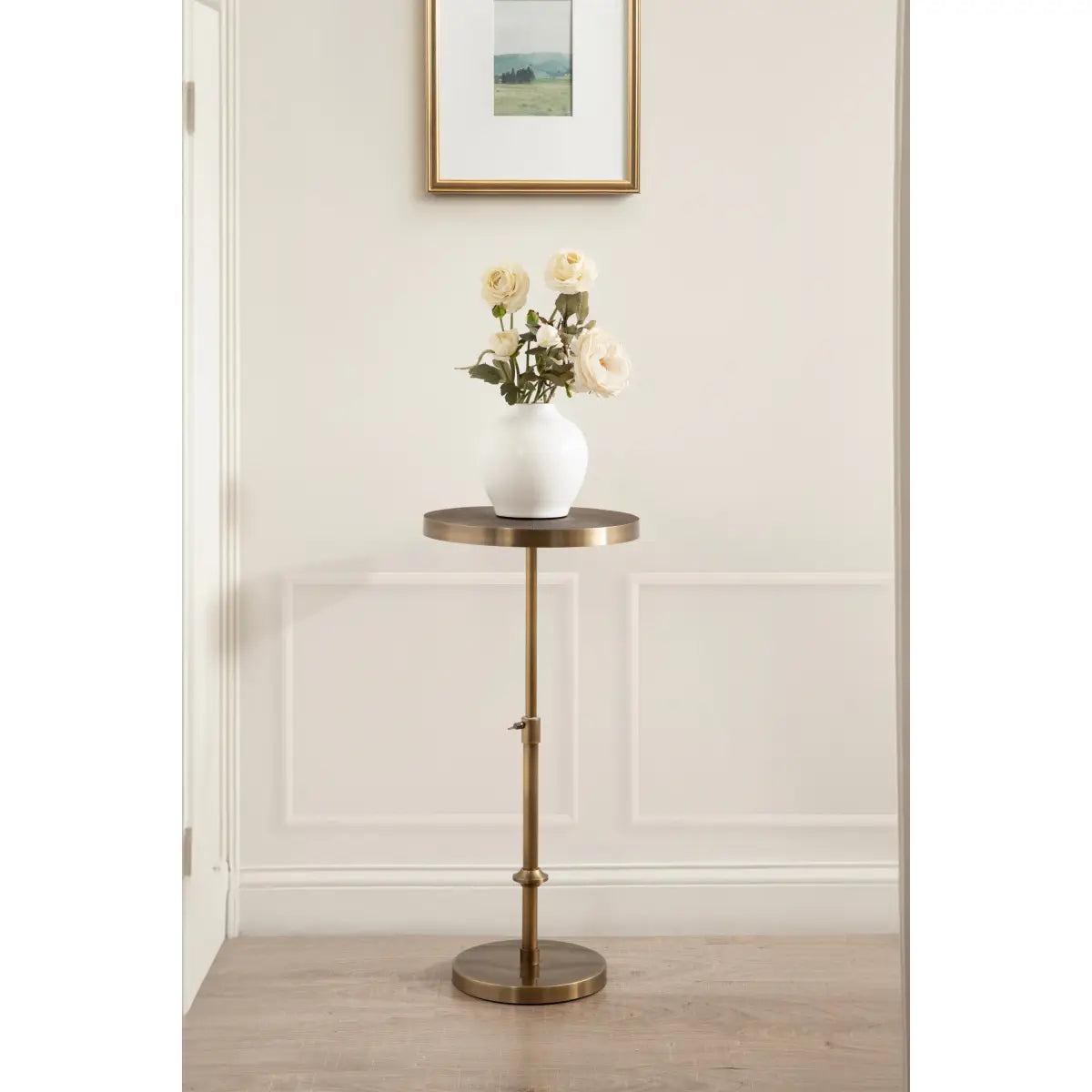 Engles Metal Accent Table and Plant Stand - Adjustable Embossed - kateandlaurel
