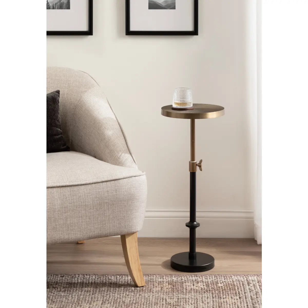 Engles Metal Accent Table and Plant Stand - Adjustable Embossed - kateandlaurel