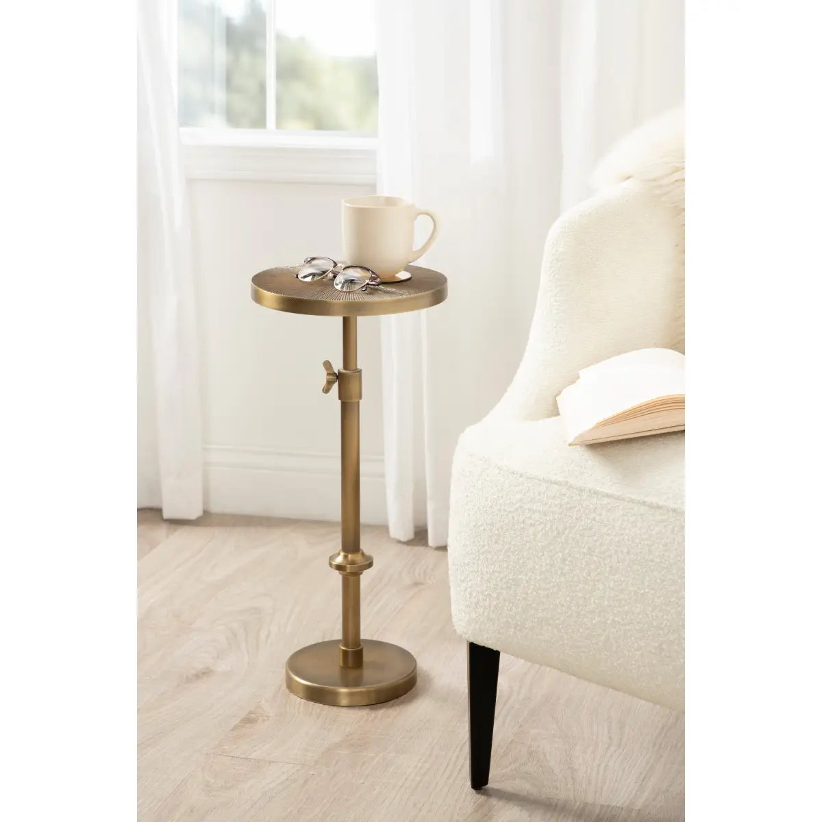Engles Metal Accent Table and Plant Stand - Adjustable Embossed - kateandlaurel