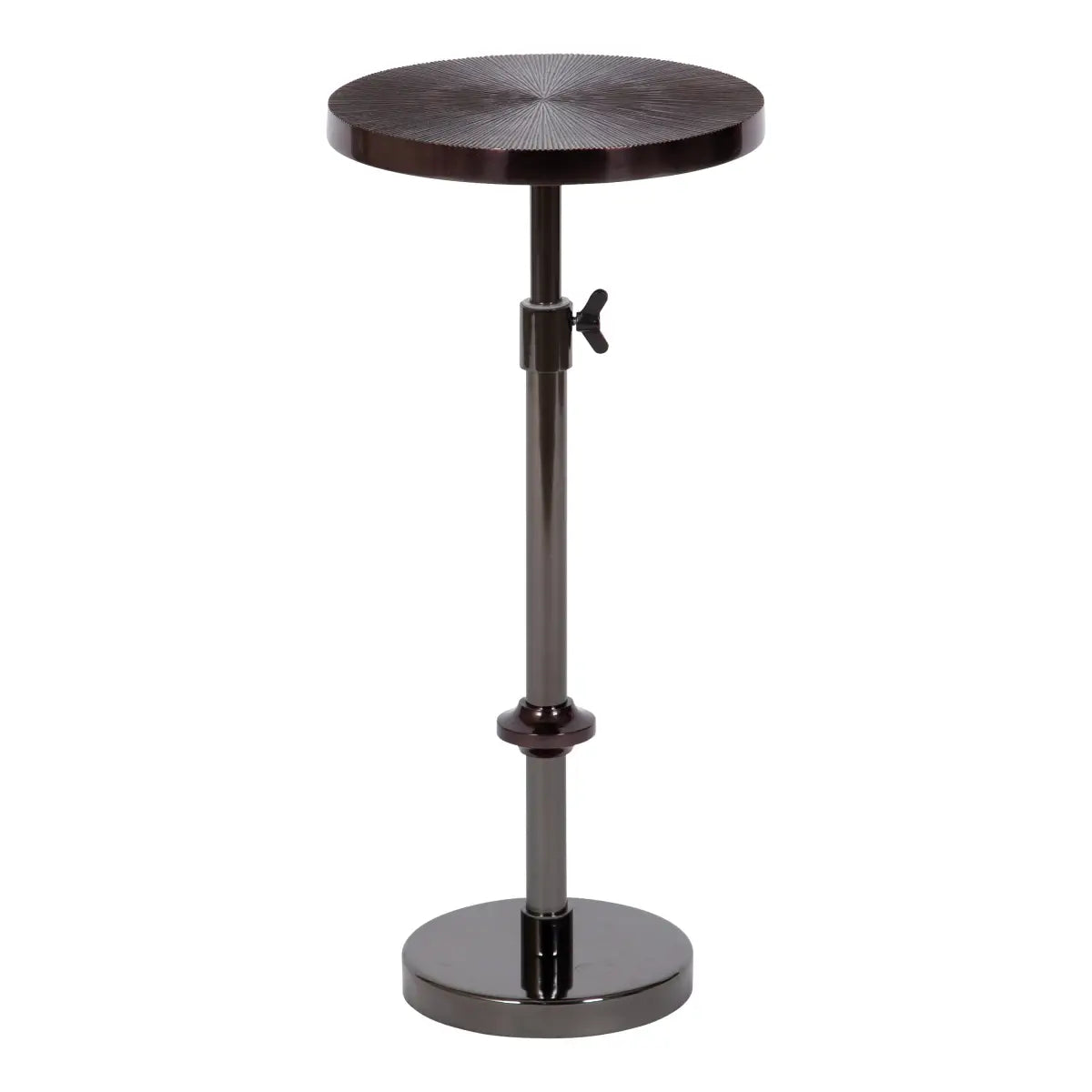 Engles Metal Accent Table and Plant Stand - Adjustable Embossed - Pewter / 10x10x30 - kateandlaurel