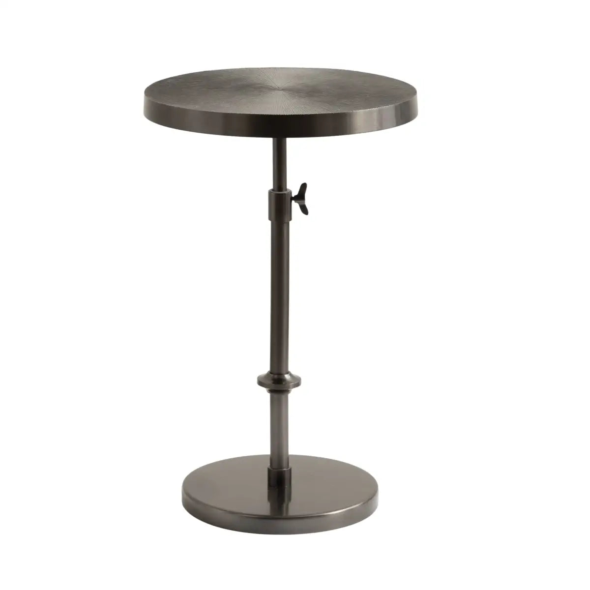 Engles Metal Accent Table and Plant Stand - Adjustable Embossed - Pewter / 14x14x30 - kateandlaurel
