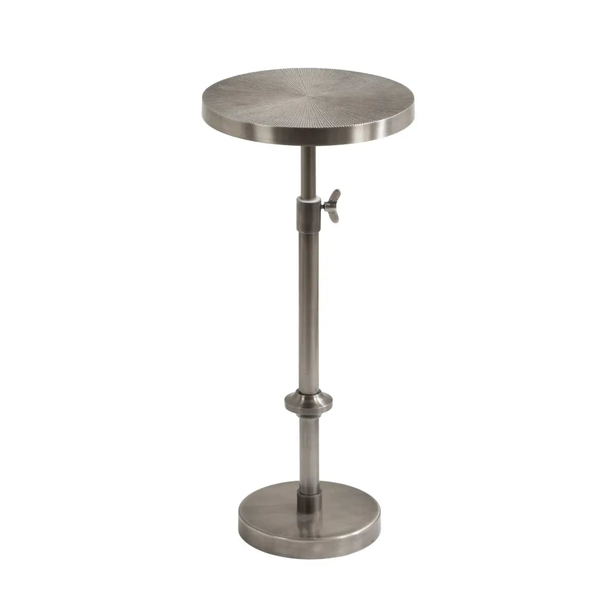 Engles Metal Accent Table and Plant Stand - Adjustable Embossed - Silver / 10x10x30 - kateandlaurel