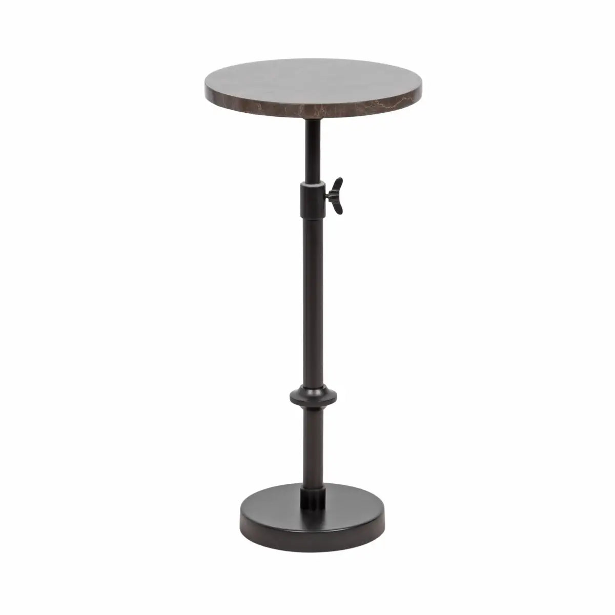 Engles Accent Table and Plant Stand - Adjustable Marble - Brown/Black / 10x10x30 - kateandlaurel