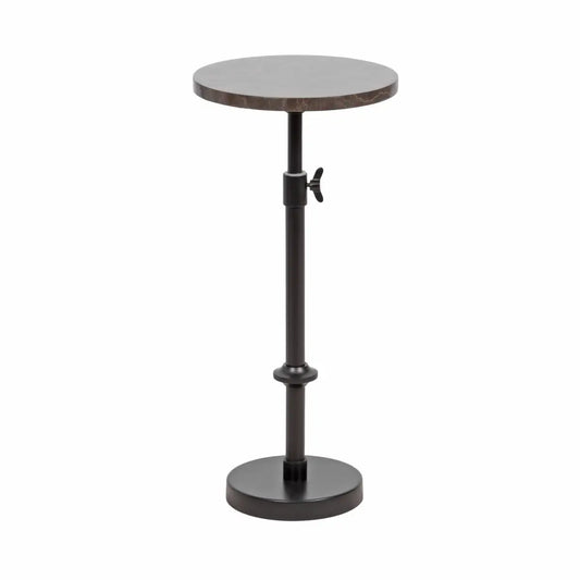 Engles Accent Table and Plant Stand - Adjustable Marble - Brown/Black / 10x10x30 - kateandlaurel