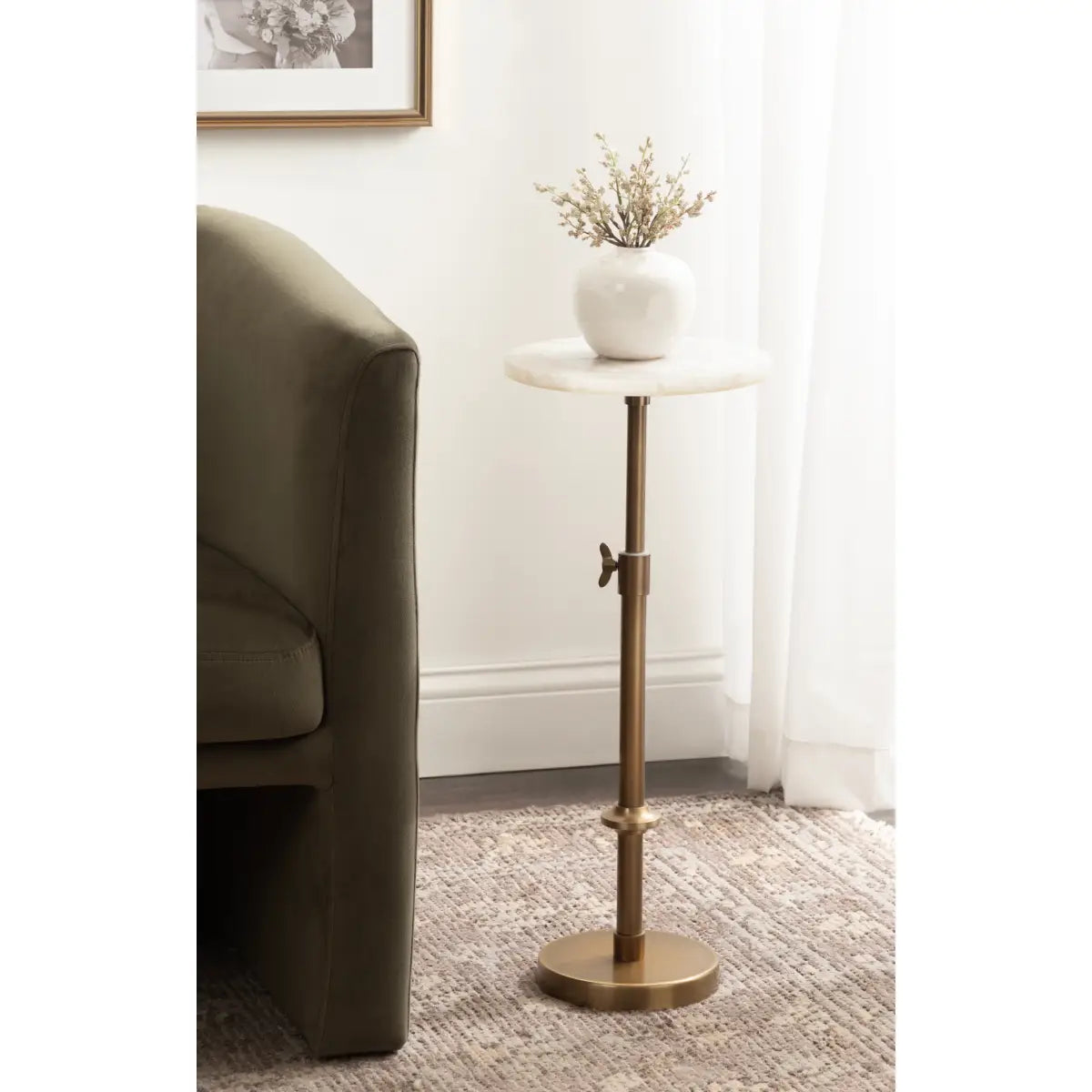 Engles Accent Table and Plant Stand - Adjustable Marble - kateandlaurel
