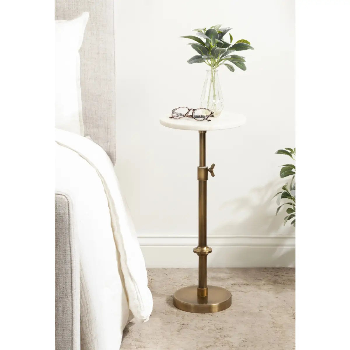 Engles Accent Table and Plant Stand - Adjustable Marble - kateandlaurel