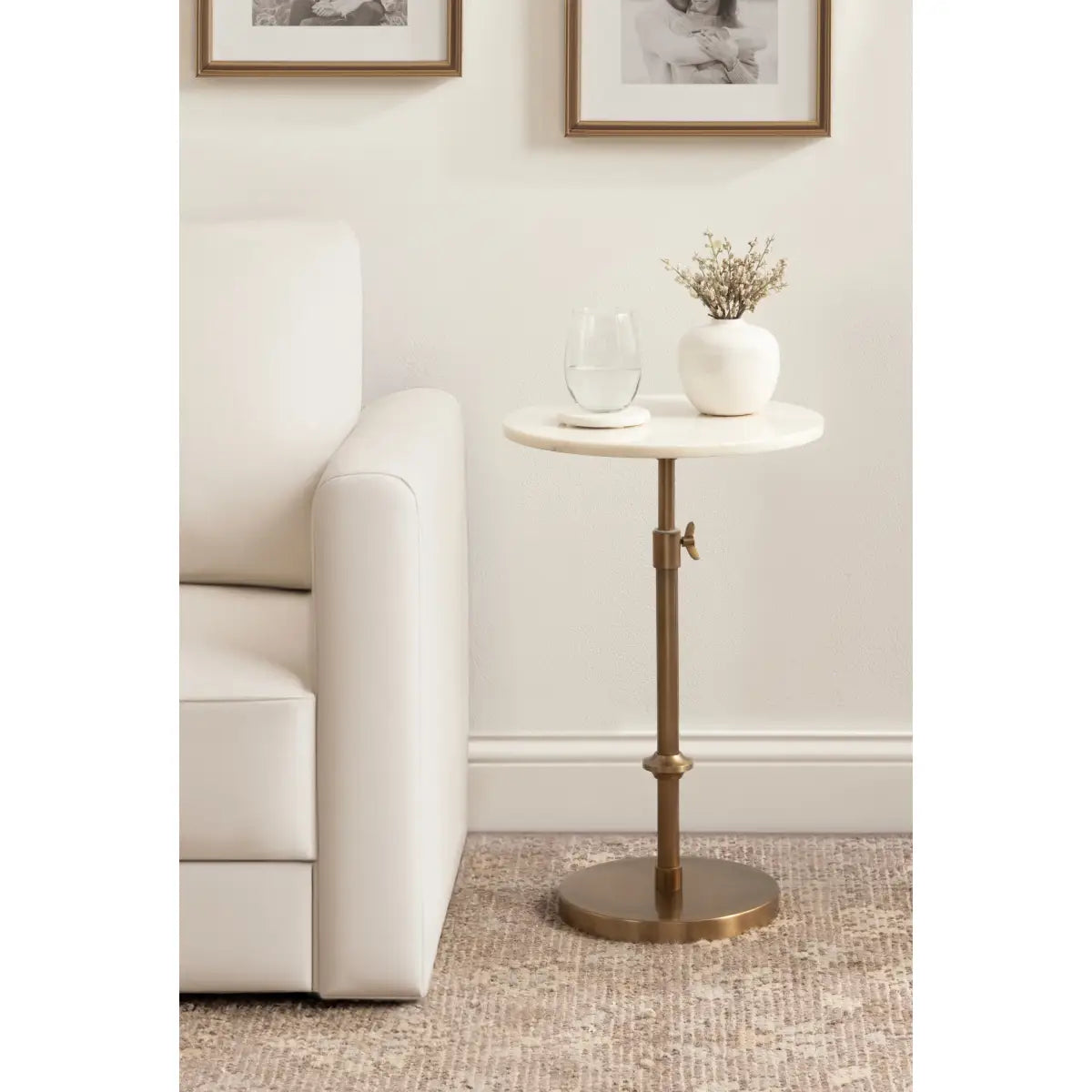 Engles Accent Table and Plant Stand - Adjustable Marble - kateandlaurel