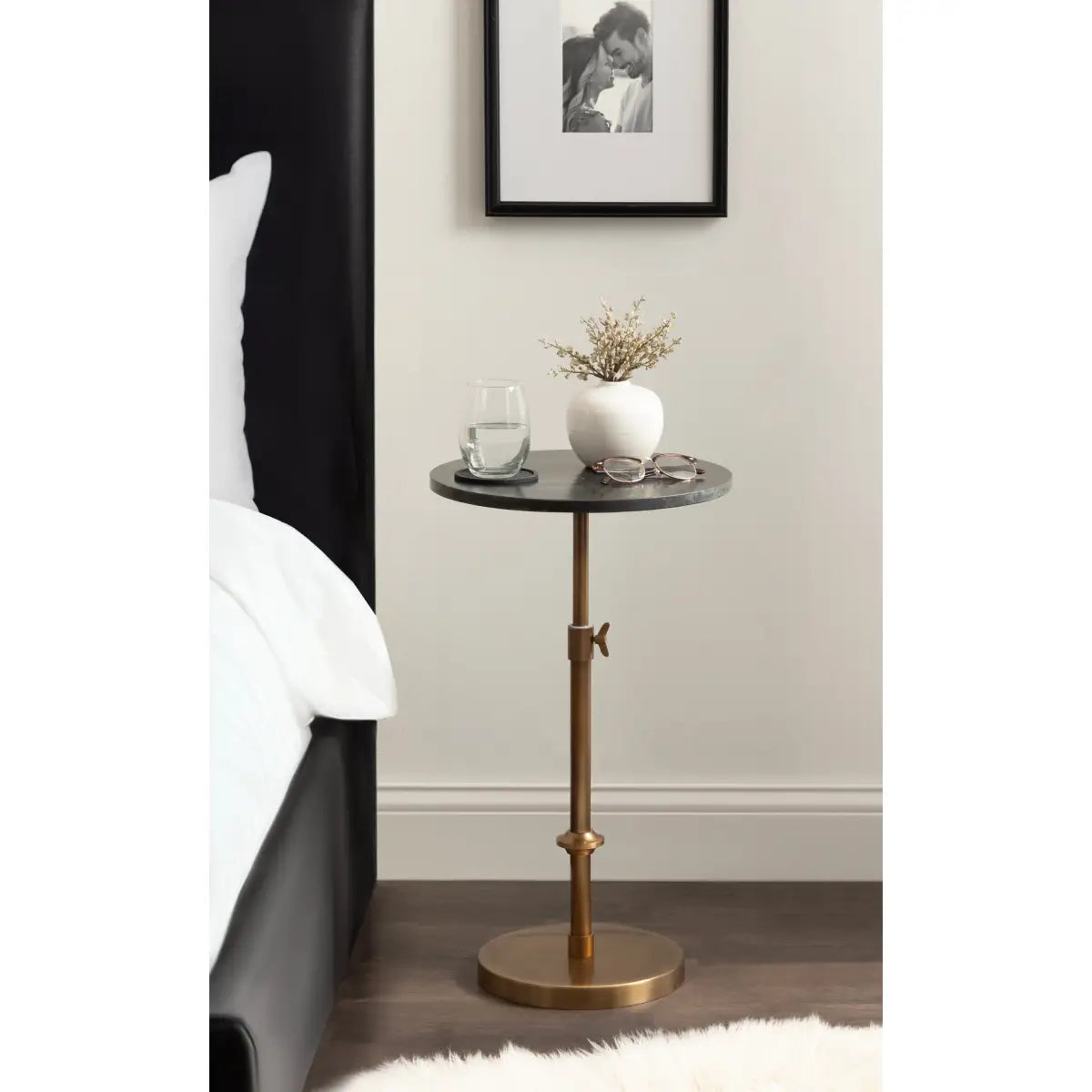 Engles Accent Table and Plant Stand - Adjustable Marble - kateandlaurel