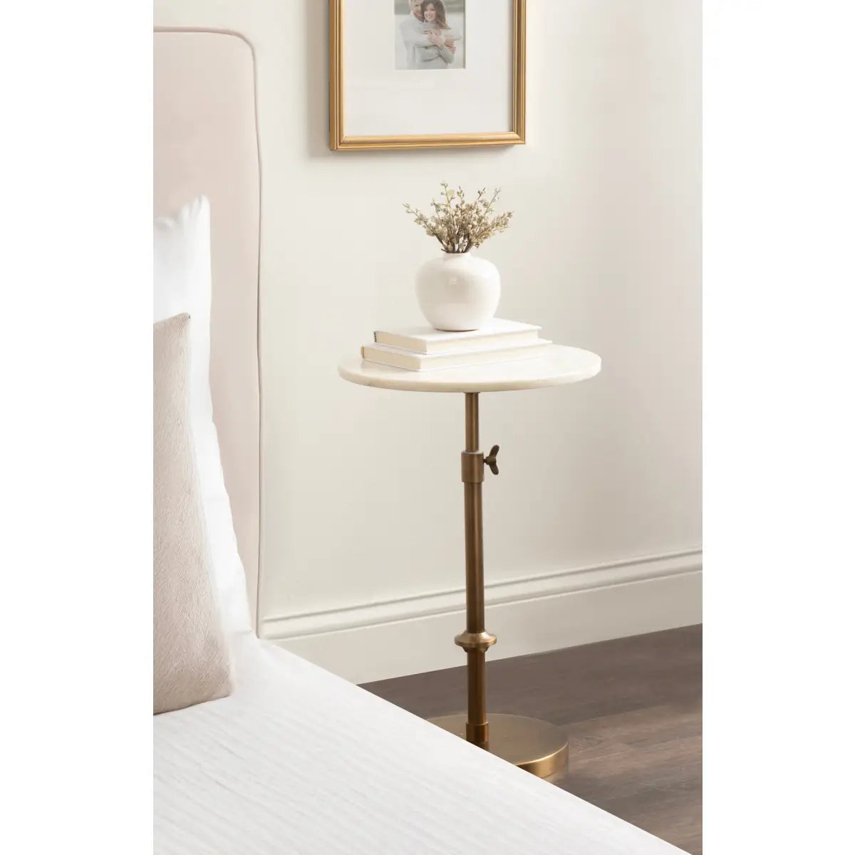 Engles Accent Table and Plant Stand - Adjustable Marble - kateandlaurel
