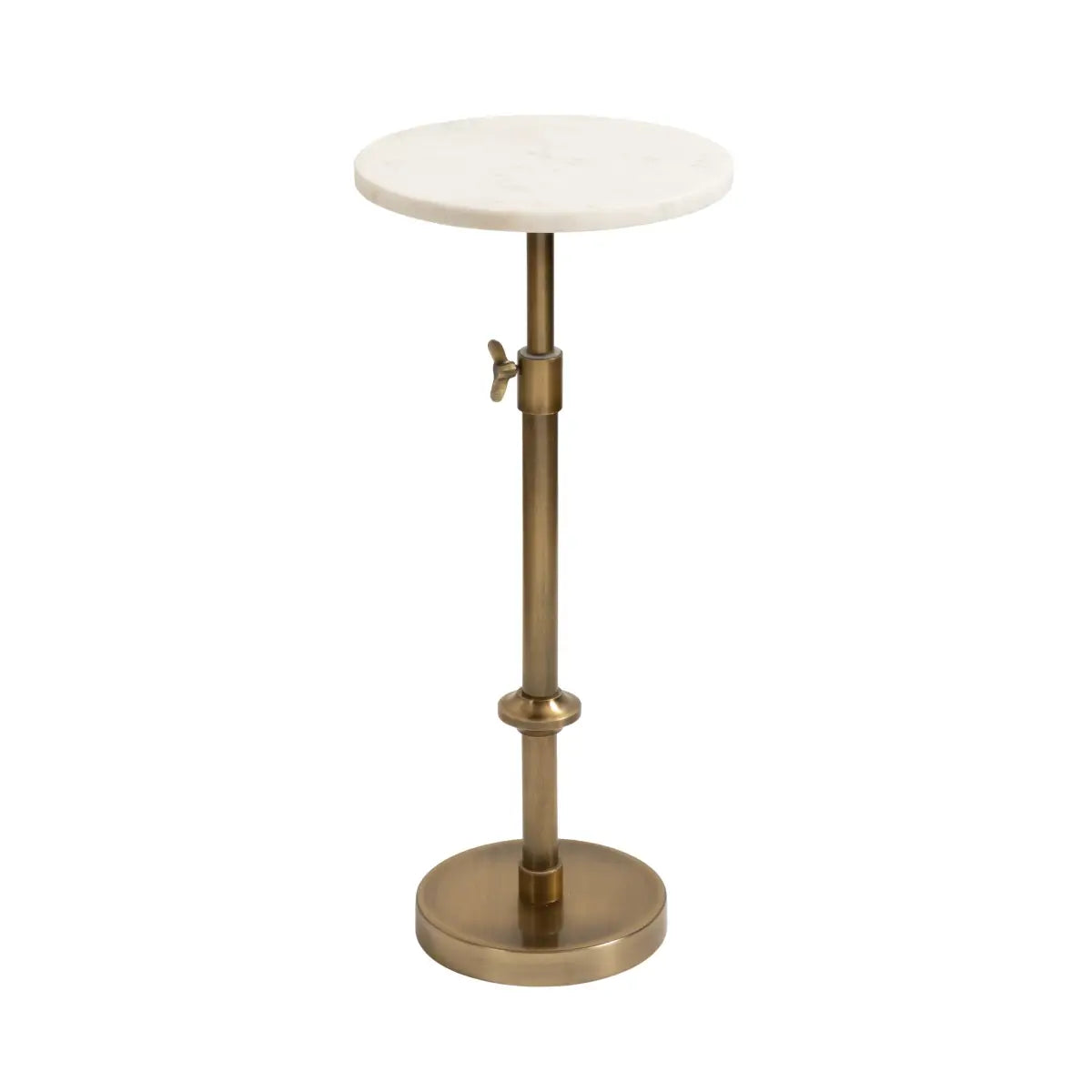 Engles Accent Table and Plant Stand - Adjustable Marble - Gold/White / 10x10x30 - kateandlaurel