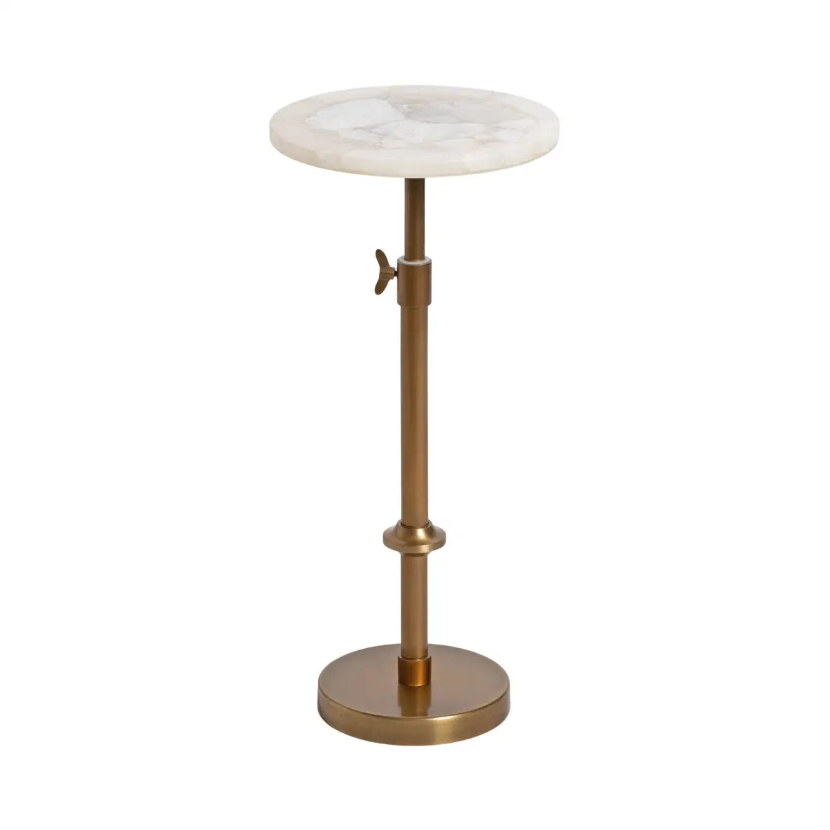 Engles Accent Table and Plant Stand - Adjustable Marble - Natural/Gold / 10x10x30 - kateandlaurel