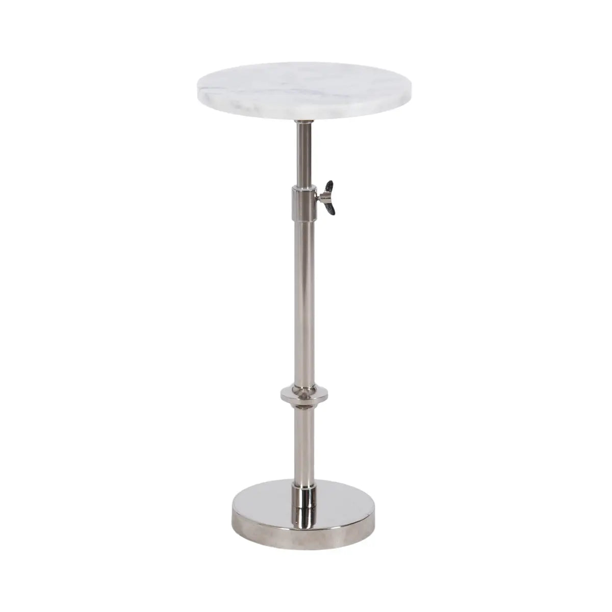 Engles Accent Table and Plant Stand - Adjustable Marble - Silver/White / 10x10x30 - kateandlaurel