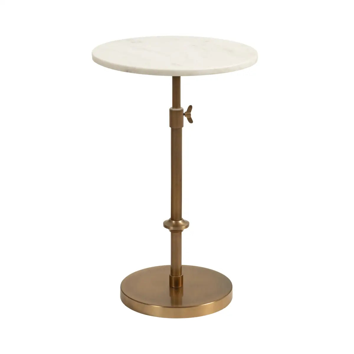 Engles Accent Table and Plant Stand - Adjustable Marble - White/Gold / 14x14x30 - kateandlaurel