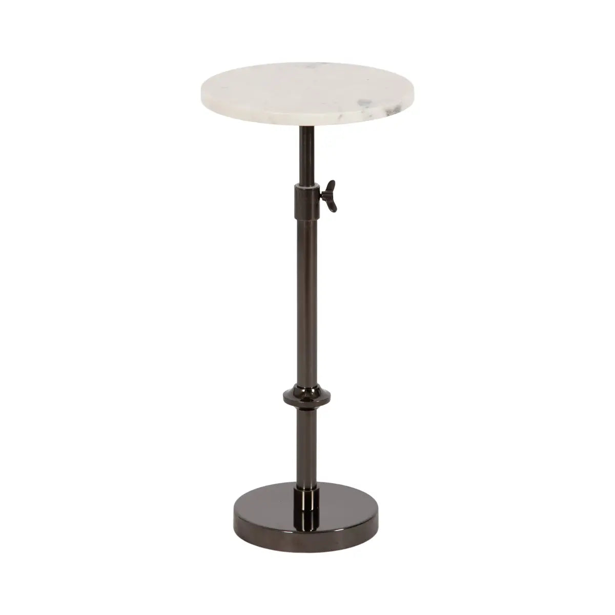 Engles Accent Table and Plant Stand - Adjustable Marble - White/Pewter / 10x10x30 - kateandlaurel