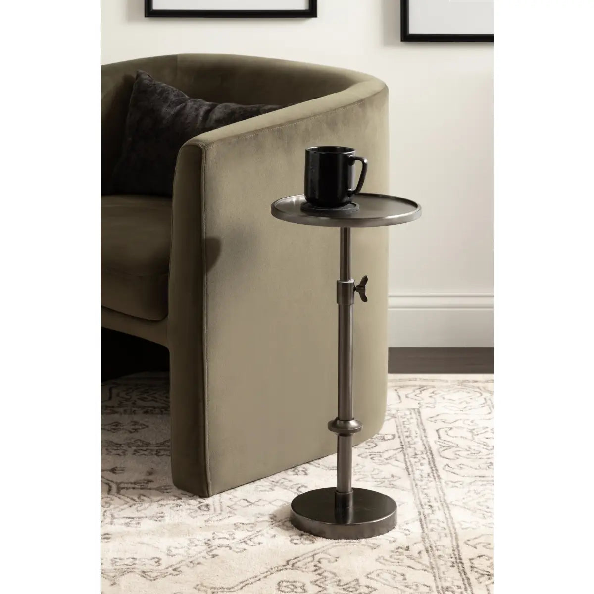 Engles Accent Table and Plant Stand - Adjustable Polished Metal - kateandlaurel