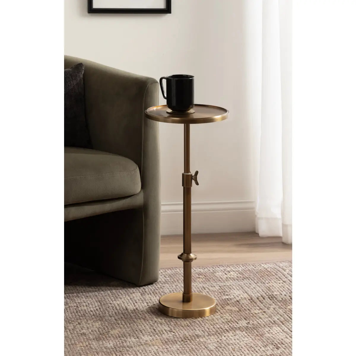 Engles Accent Table and Plant Stand - Adjustable Polished Metal - kateandlaurel