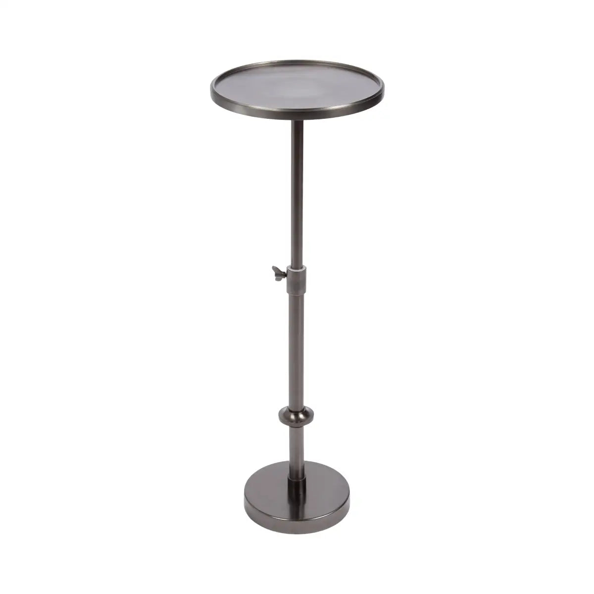 Engles Accent Table and Plant Stand - Adjustable Polished Metal - Pewter - kateandlaurel