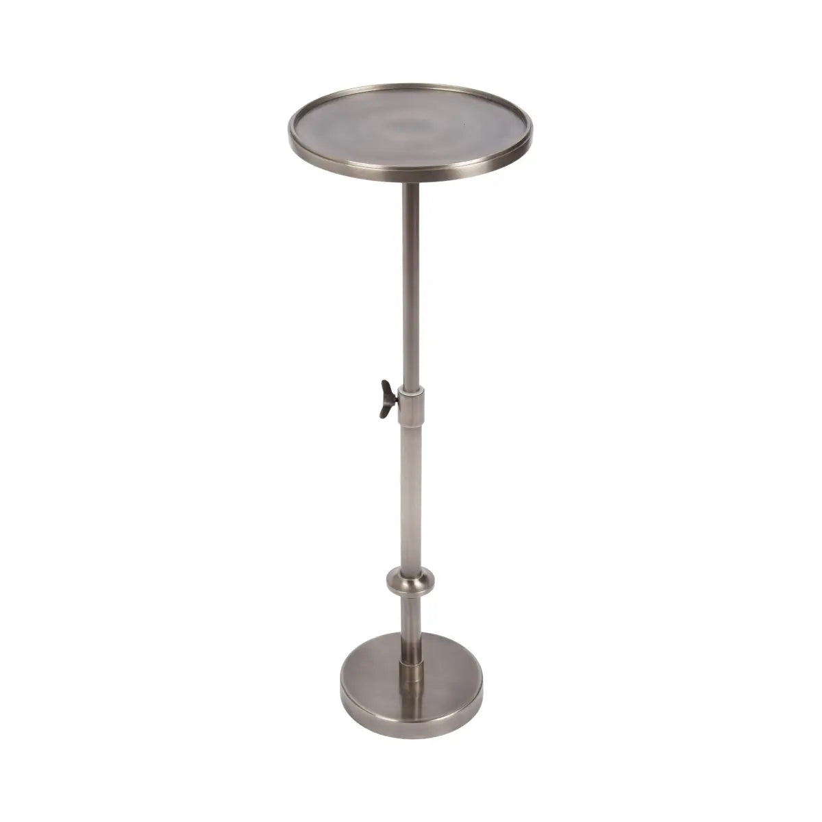 Engles Accent Table and Plant Stand - Adjustable Polished Metal - Silver - kateandlaurel