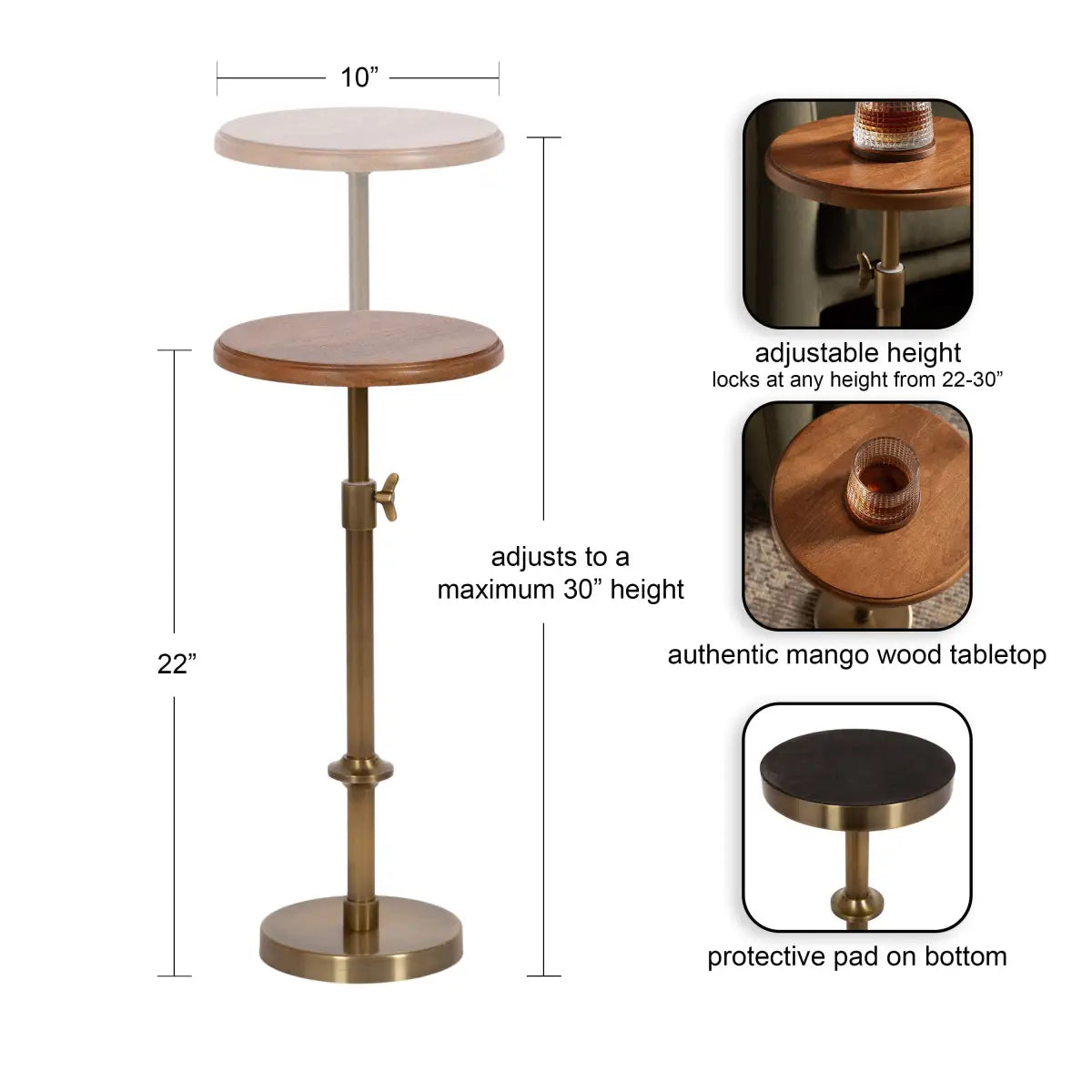 Engles Wood Table and Plant Stand - Adjustable - kateandlaurel