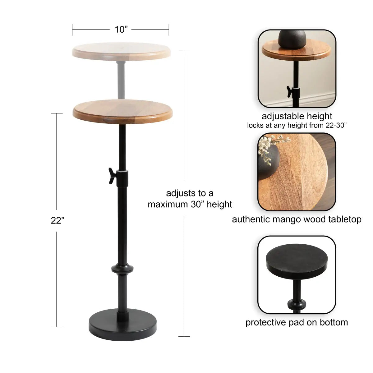 Engles Wood Table and Plant Stand - Adjustable - kateandlaurel