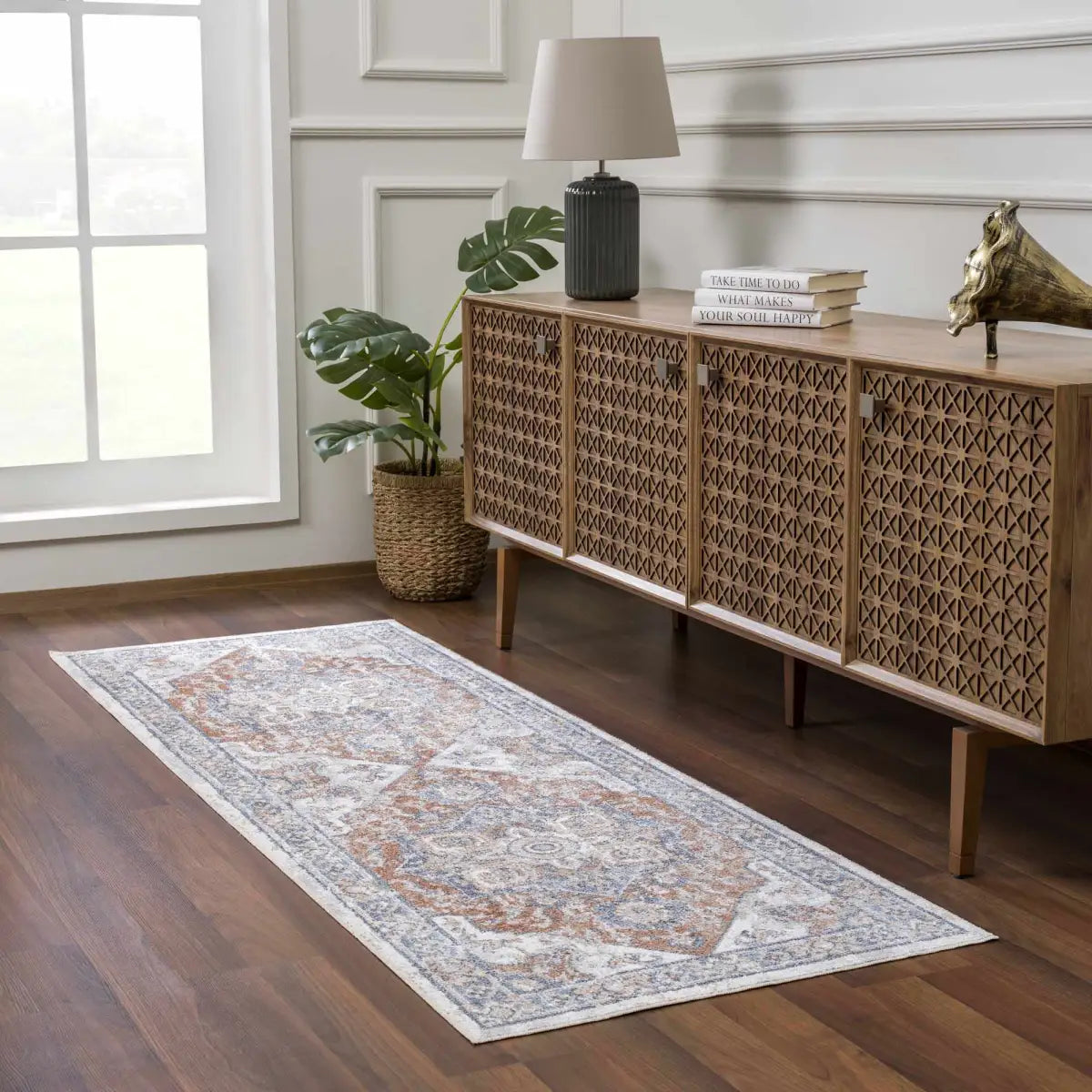 Erna Washable Distressed Rug - 2’7’’ x 10’ Runner - Boutique Rugs