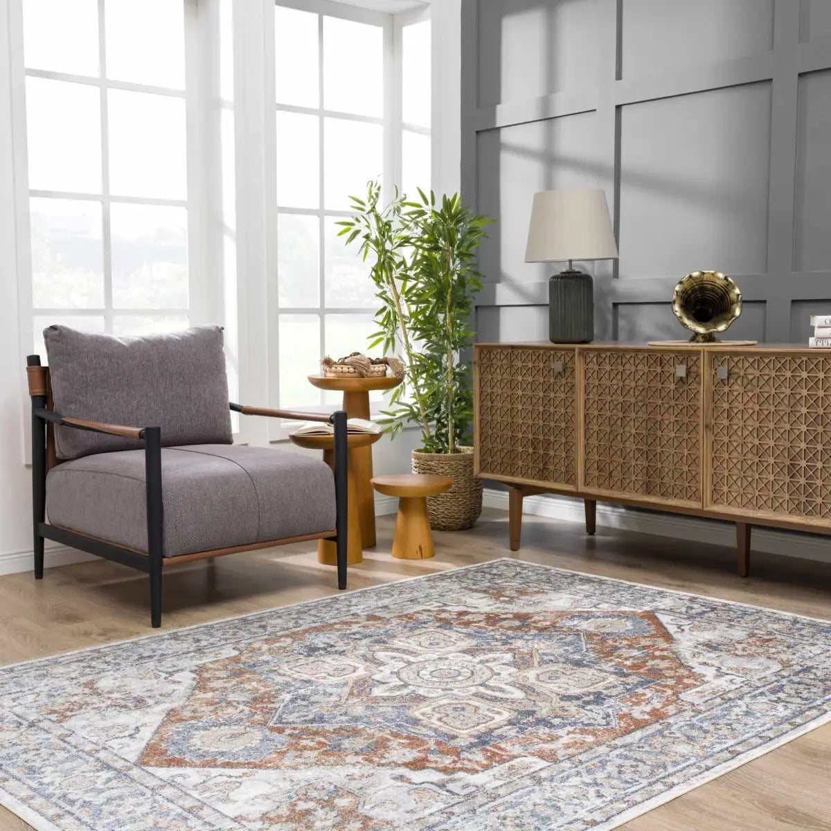 Erna Washable Distressed Rug - 5’3’’ x 7’ Rectangle - Boutique Rugs