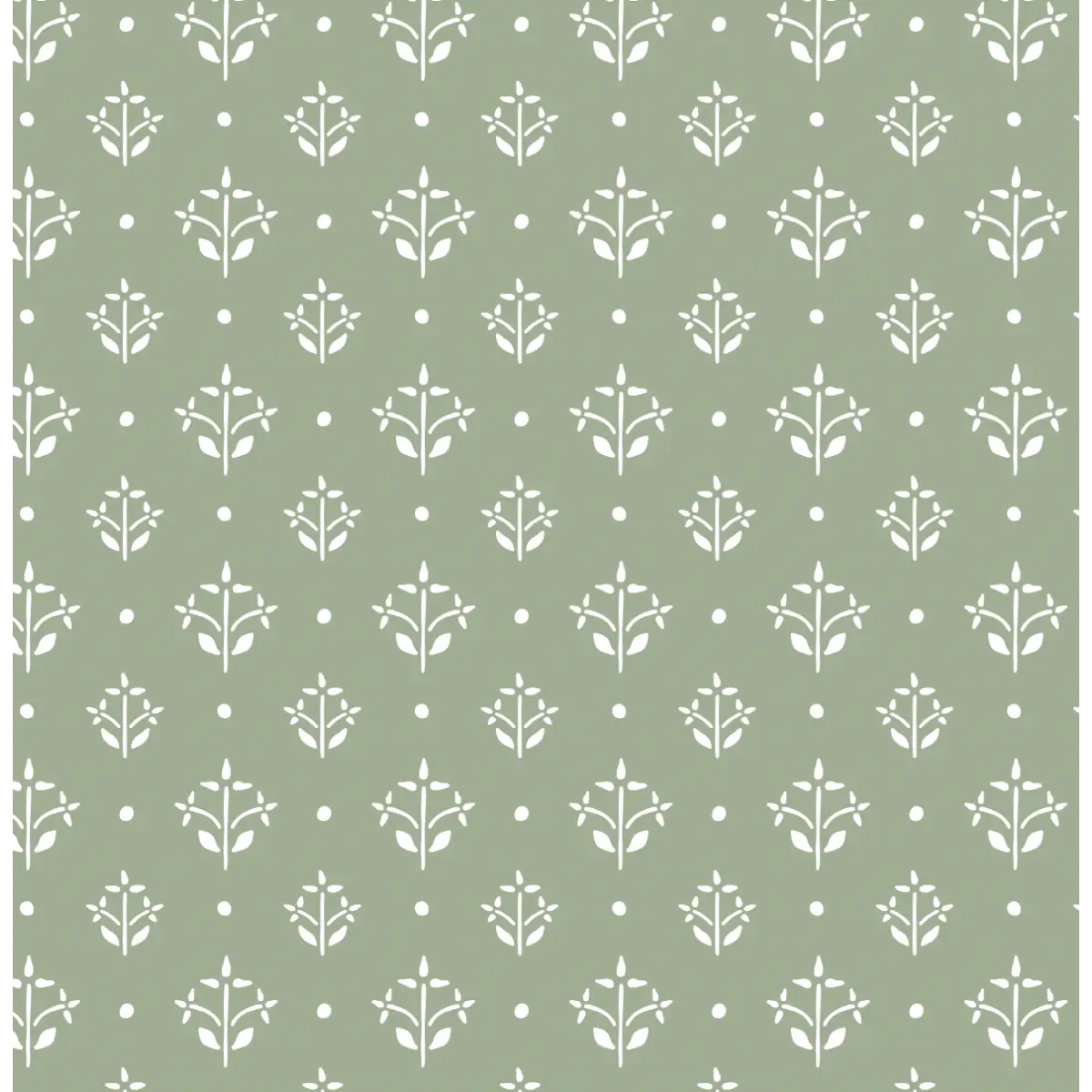 Esme Wallpaper - Pastel Floral Block Print - by Heights Design Studio - Sample 1 foot by 1 foot / Green - Loomwell Home