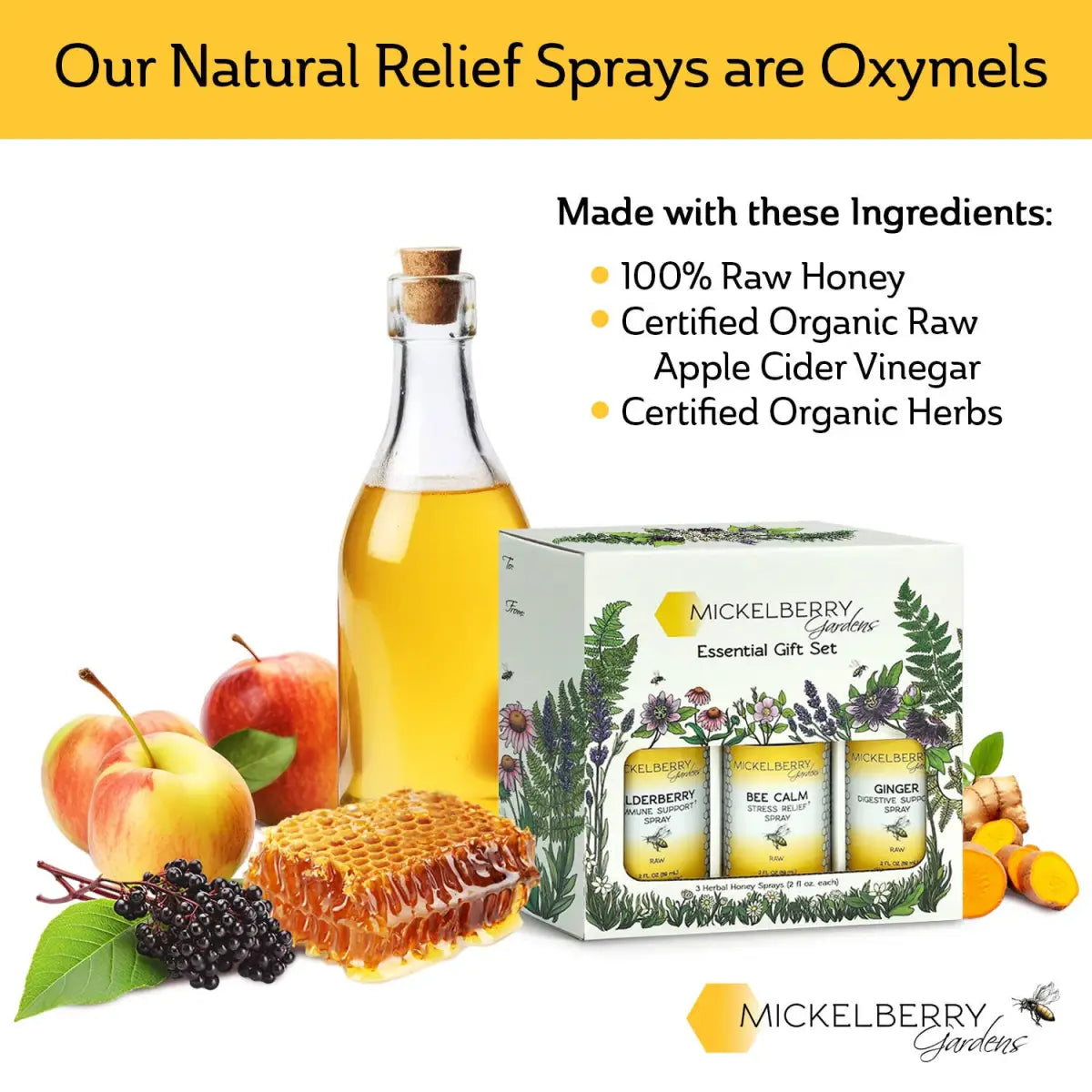 Honey Tonic Gift Set - Pack of 3 Herbal Tonics - Mickelberry Gardens