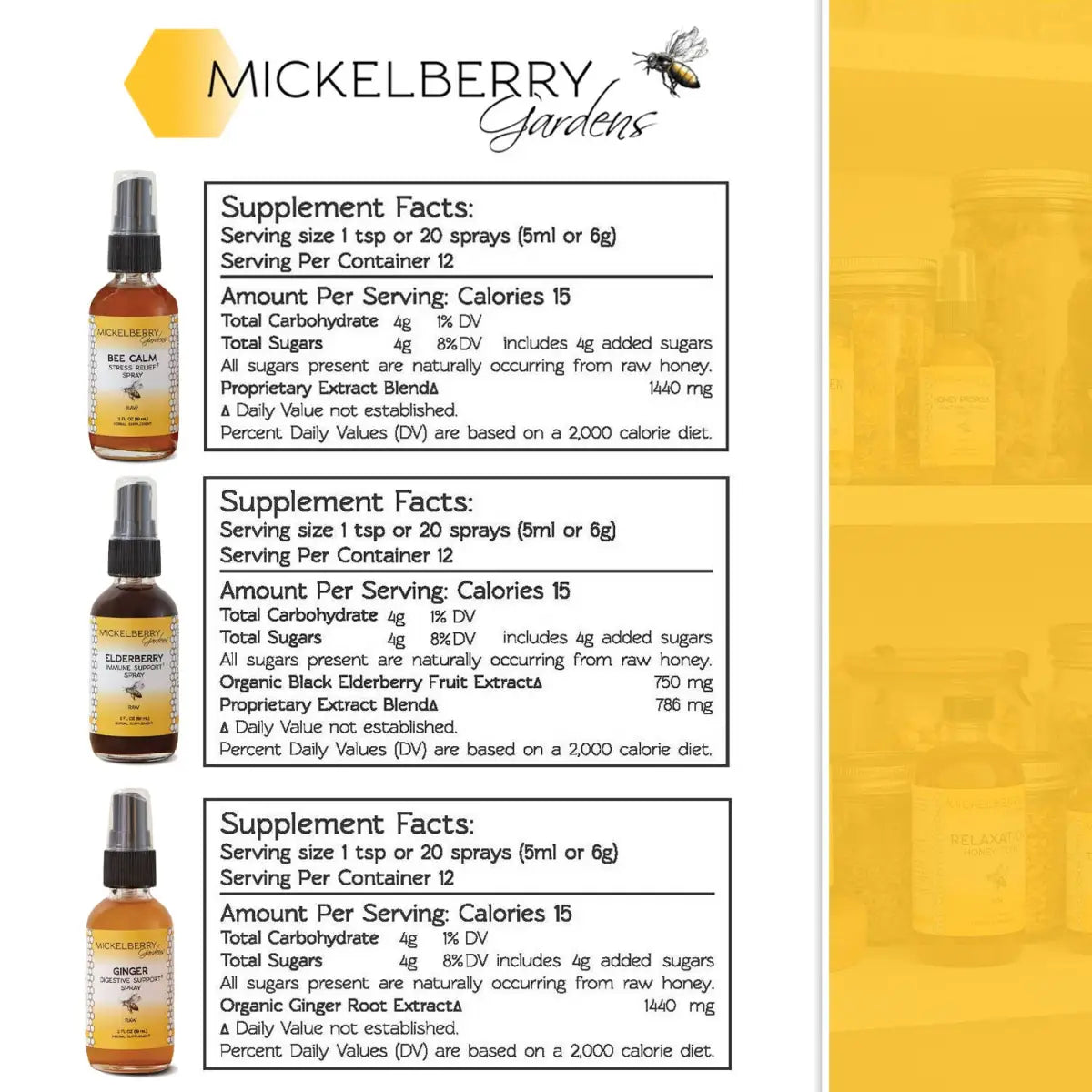 Honey Tonic Gift Set - Pack of 3 Herbal Tonics - Mickelberry Gardens