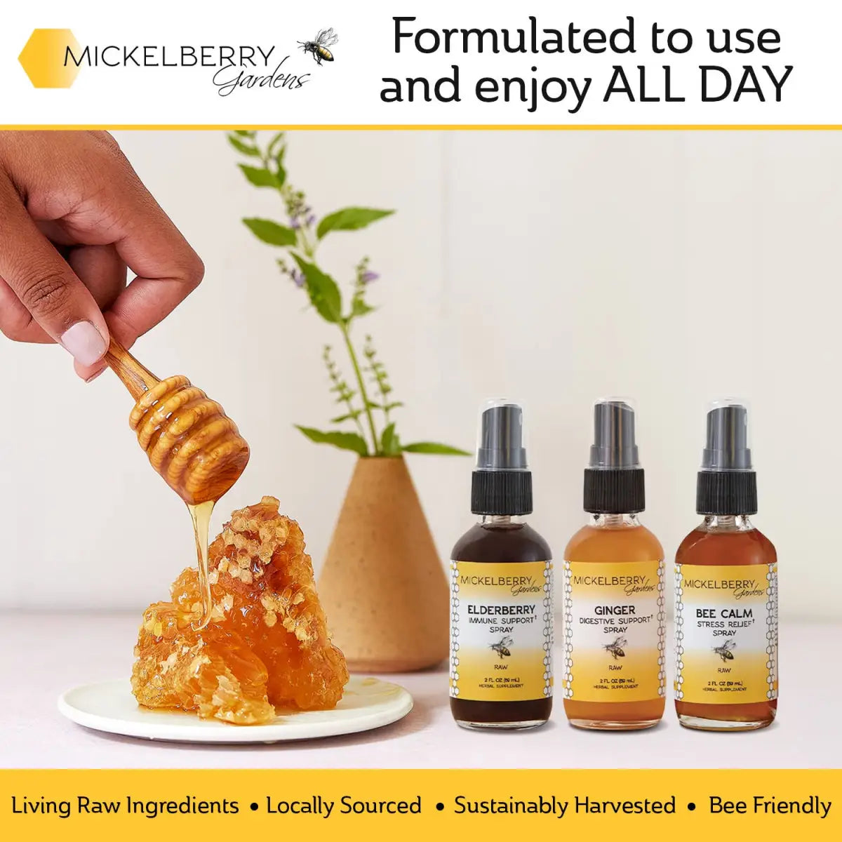 Honey Tonic Gift Set - Pack of 3 Herbal Tonics - Mickelberry Gardens