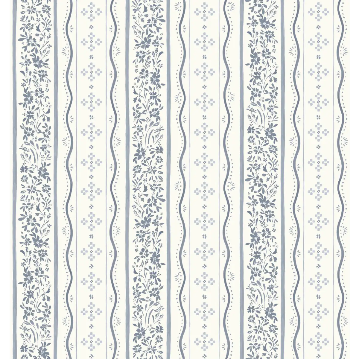 Este Wallpaper - Simple Cottage Stripe - by Hufton Studio - Sample 1 foot by 1 foot / Blue - Loomwell Home Goods