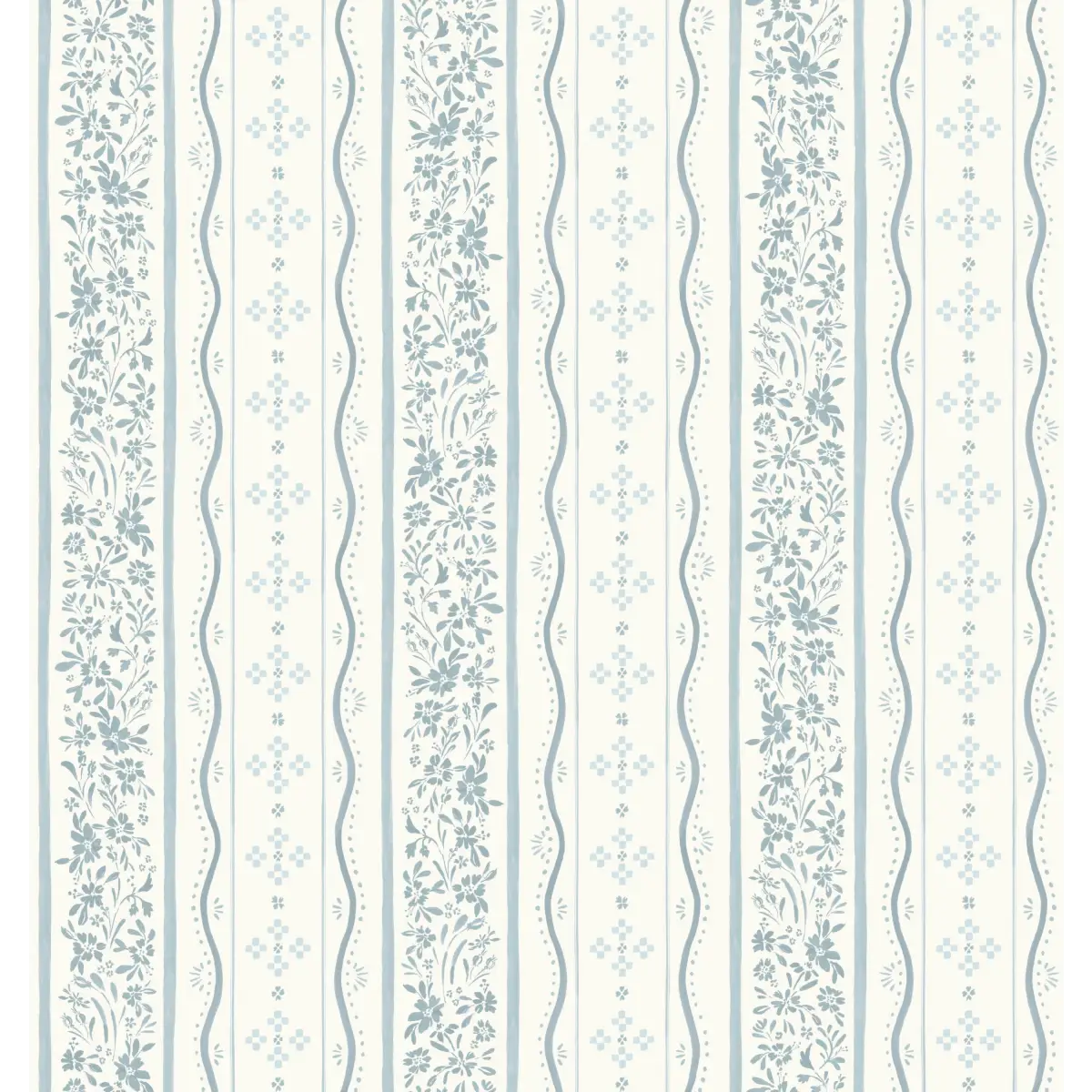 Este Wallpaper - Simple Cottage Stripe - by Hufton Studio - Sample 1 foot by 1 foot / Light Blue - Loomwell Home Goods