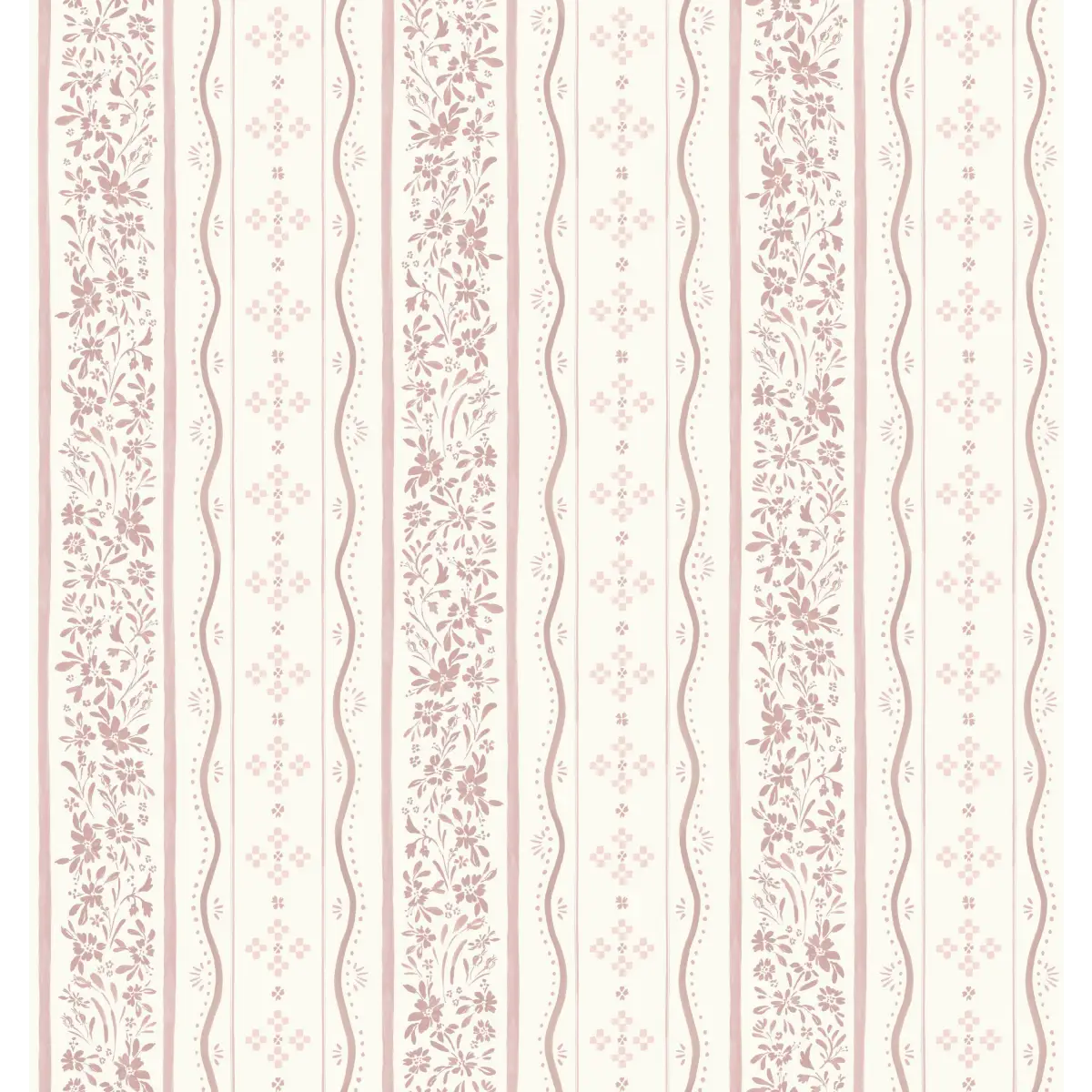 Este Wallpaper - Simple Cottage Stripe - by Hufton Studio - Sample 1 foot by 1 foot / Pink - Loomwell Home Goods