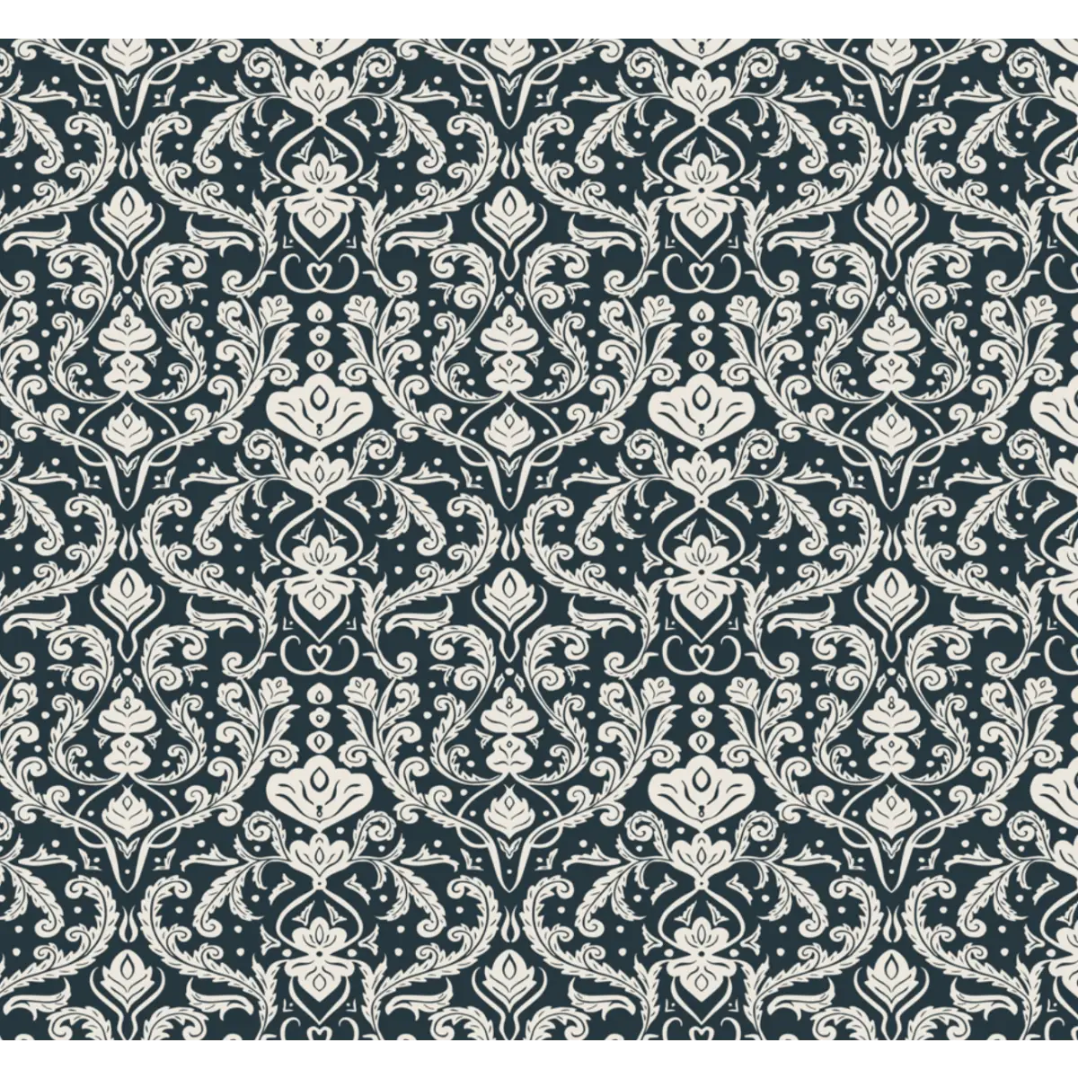 Estelle Wallpaper - Classic Leafy Scrollwork - by Lisee Ree - Sample 1 foot by 1 foot / Navy - Loomwell Home Goods