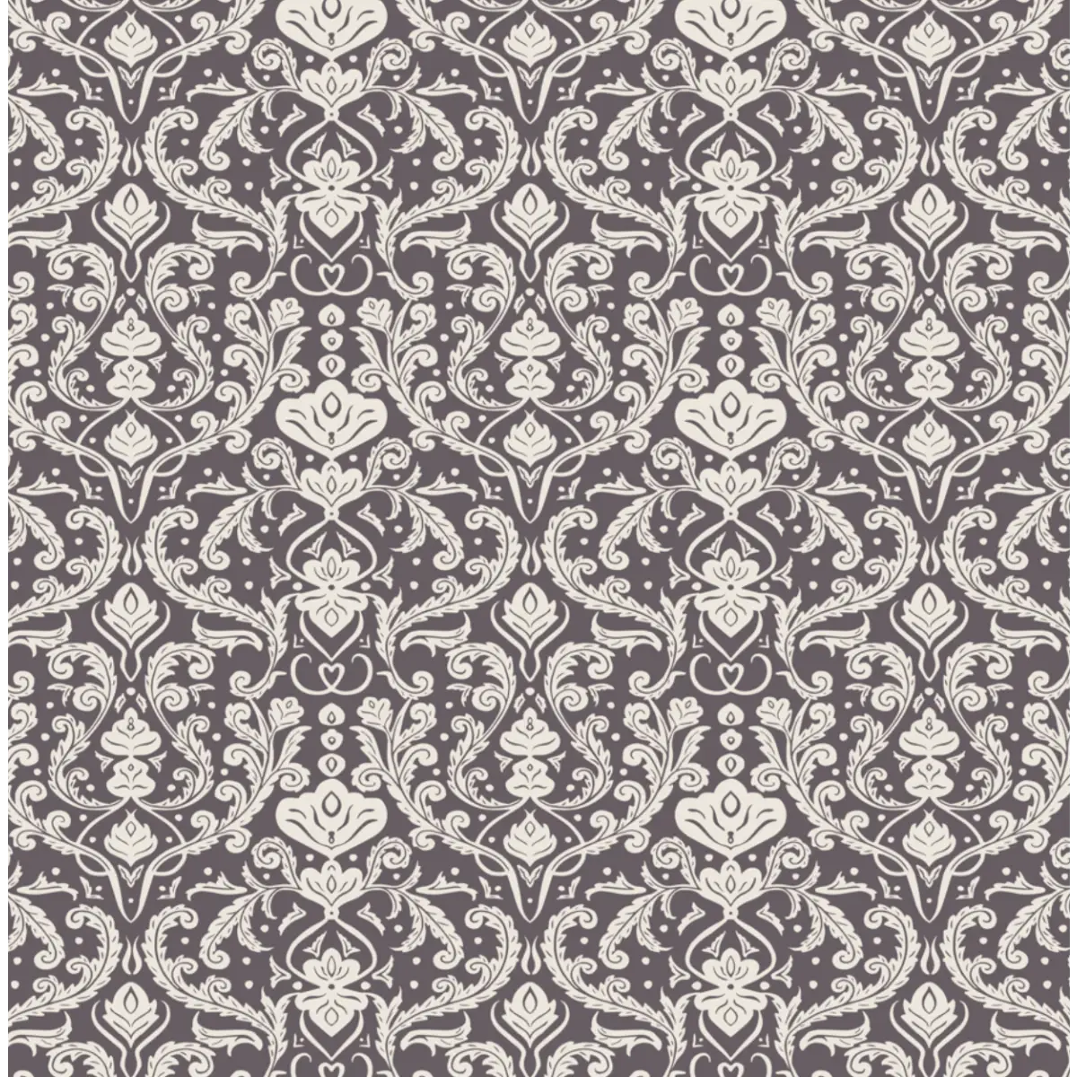 Estelle Wallpaper - Classic Leafy Scrollwork - by Lisee Ree - Sample 1 foot by 1 foot / Plum - Loomwell Home Goods