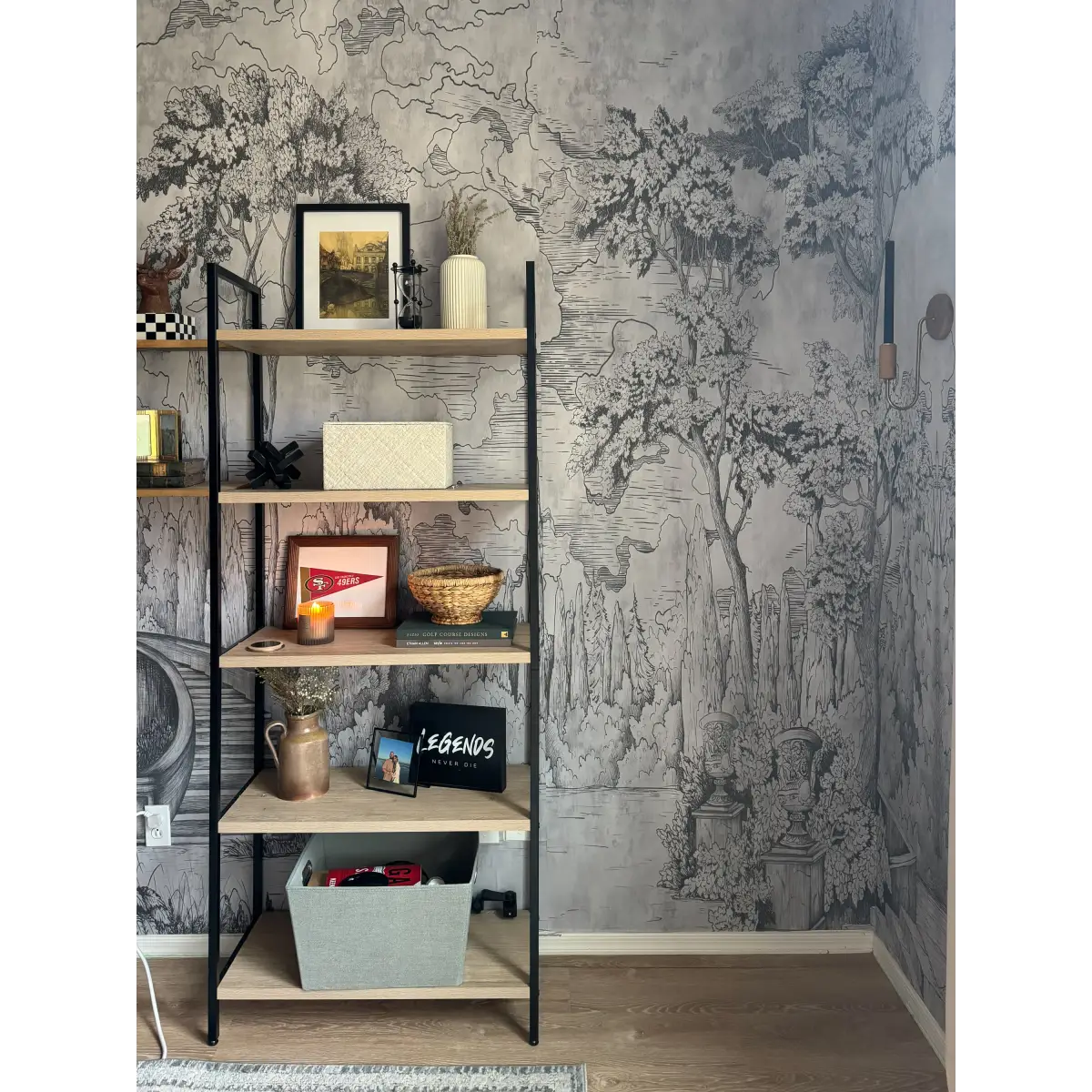 Esther Wallpaper Mural - Garden Trees Pencil Drawing - Loomwell Home Goods