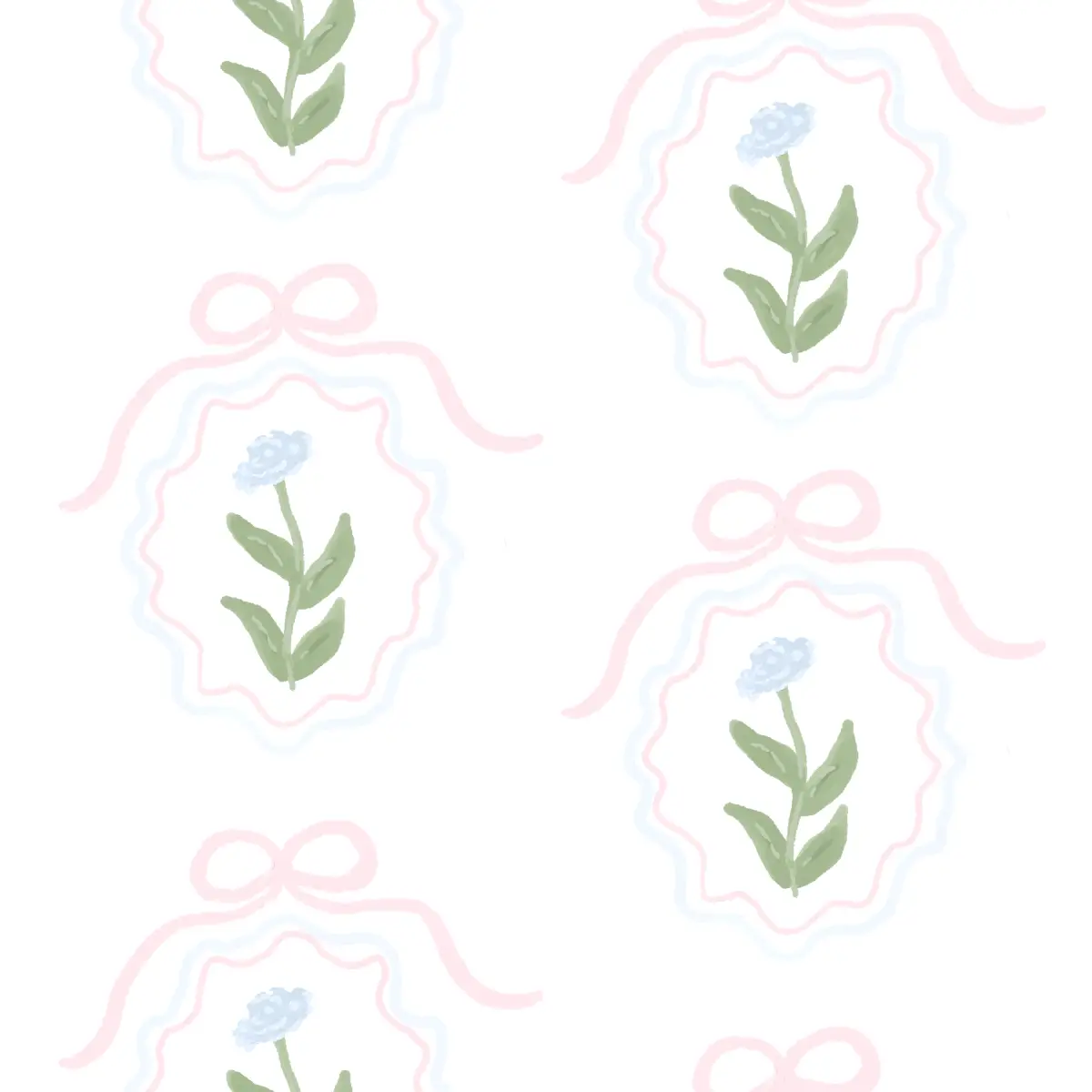 Esti Wallpaper - Pink Flower Portraits - By Whimsy by Angela - Sample 1 foot by 1 foot / Large - Loomwell Home Goods