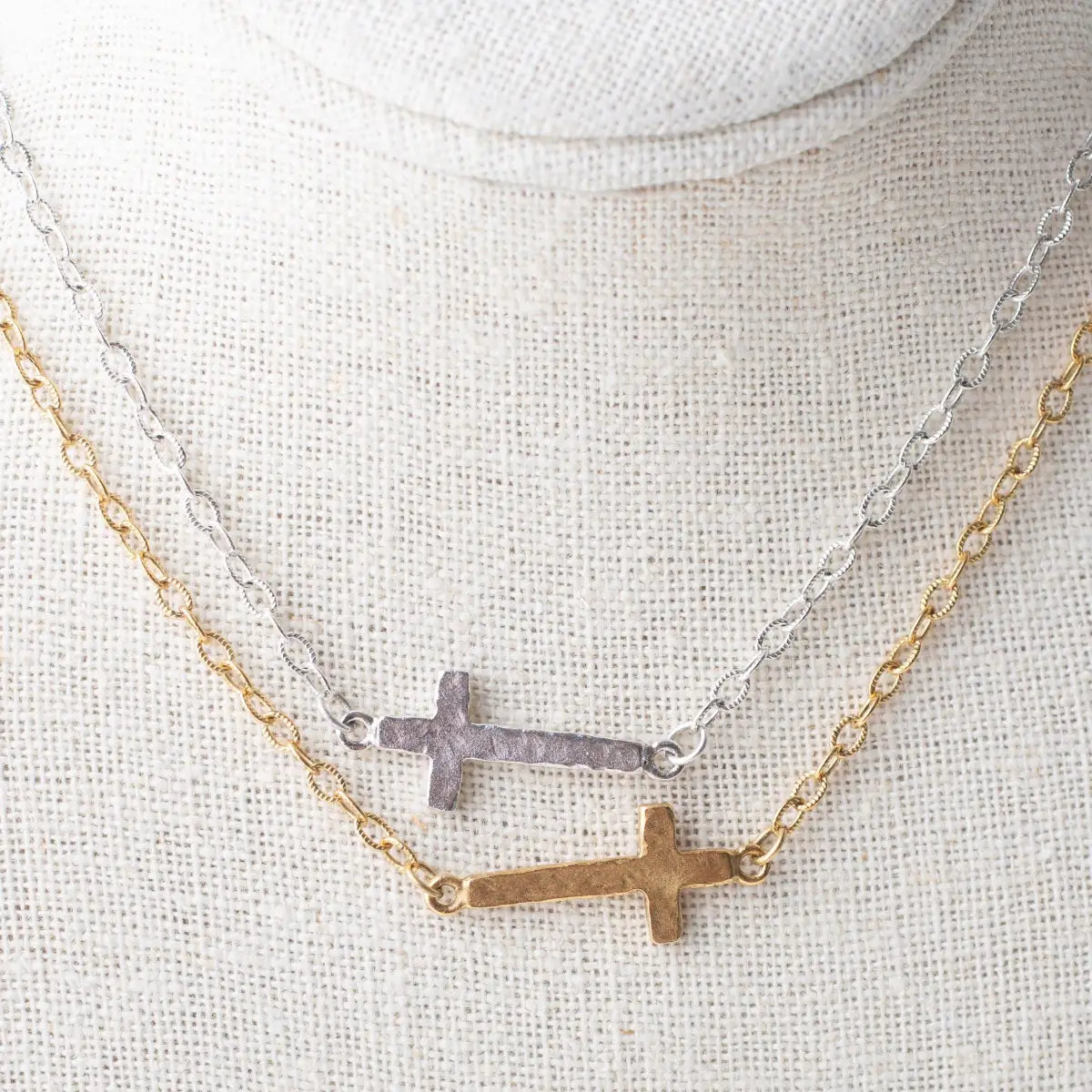 Eternal Grace Cross Necklace - Silver or Gold - Antique Silver - Bel Kai