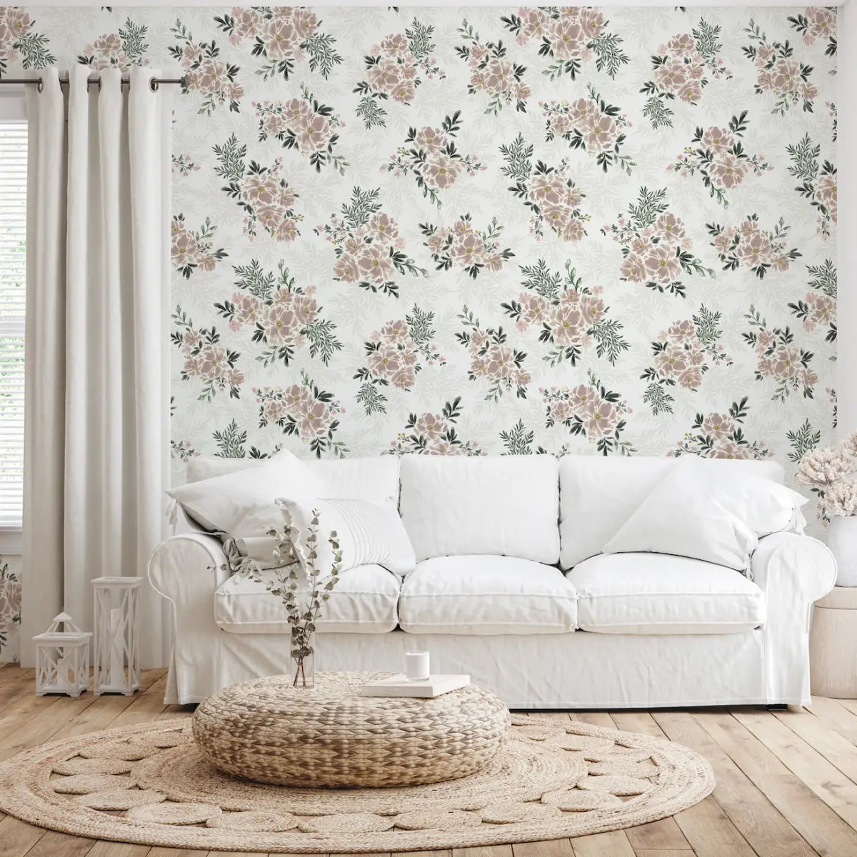 Ethel Wallpaper - Dusty Rose Sprays - by Sabina Maria - Loomwell Home Goods