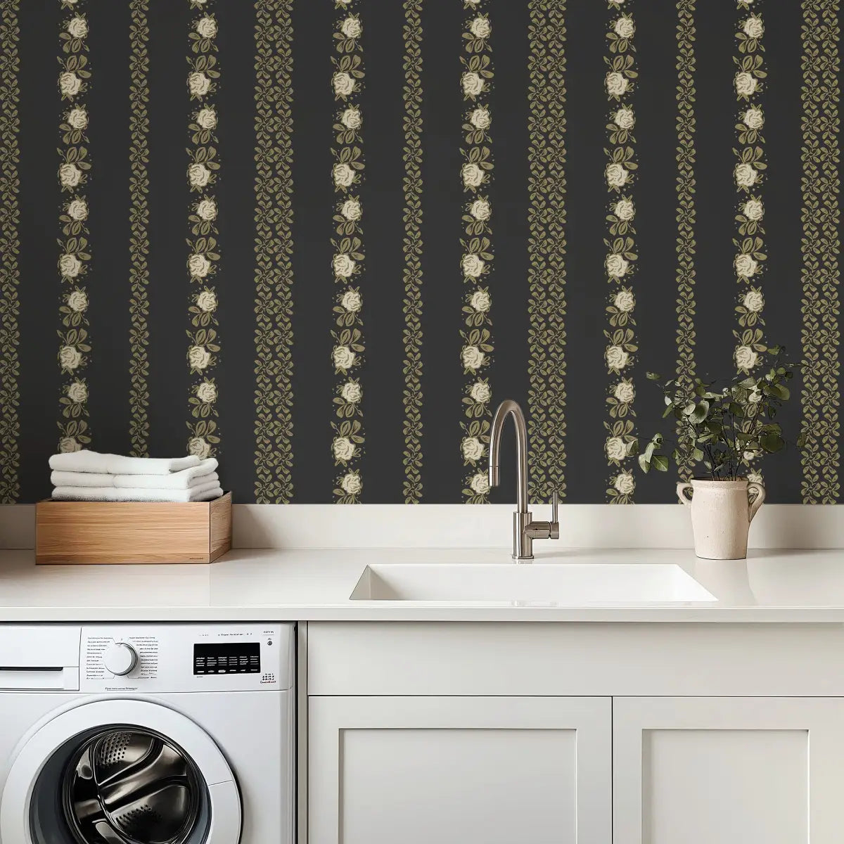 Evanthe Wallpaper - Sweetest Floral Stripe - by WabiSabi Pattern Studio - Loomwell Home Goods
