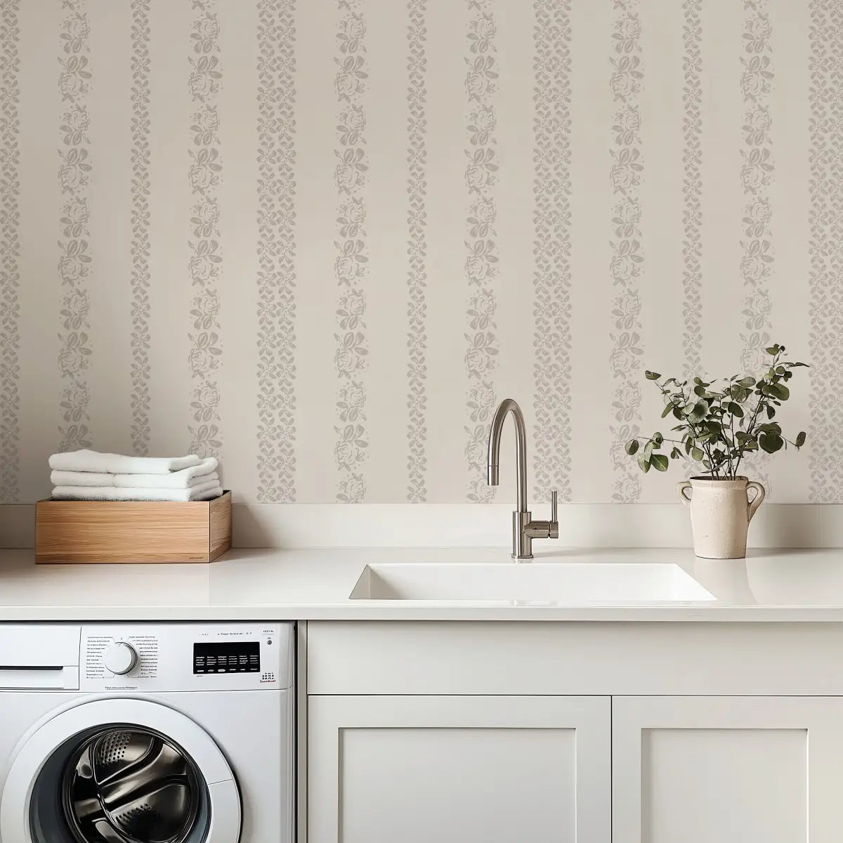 Evanthe Wallpaper - Sweetest Floral Stripe - by WabiSabi Pattern Studio - Loomwell Home Goods